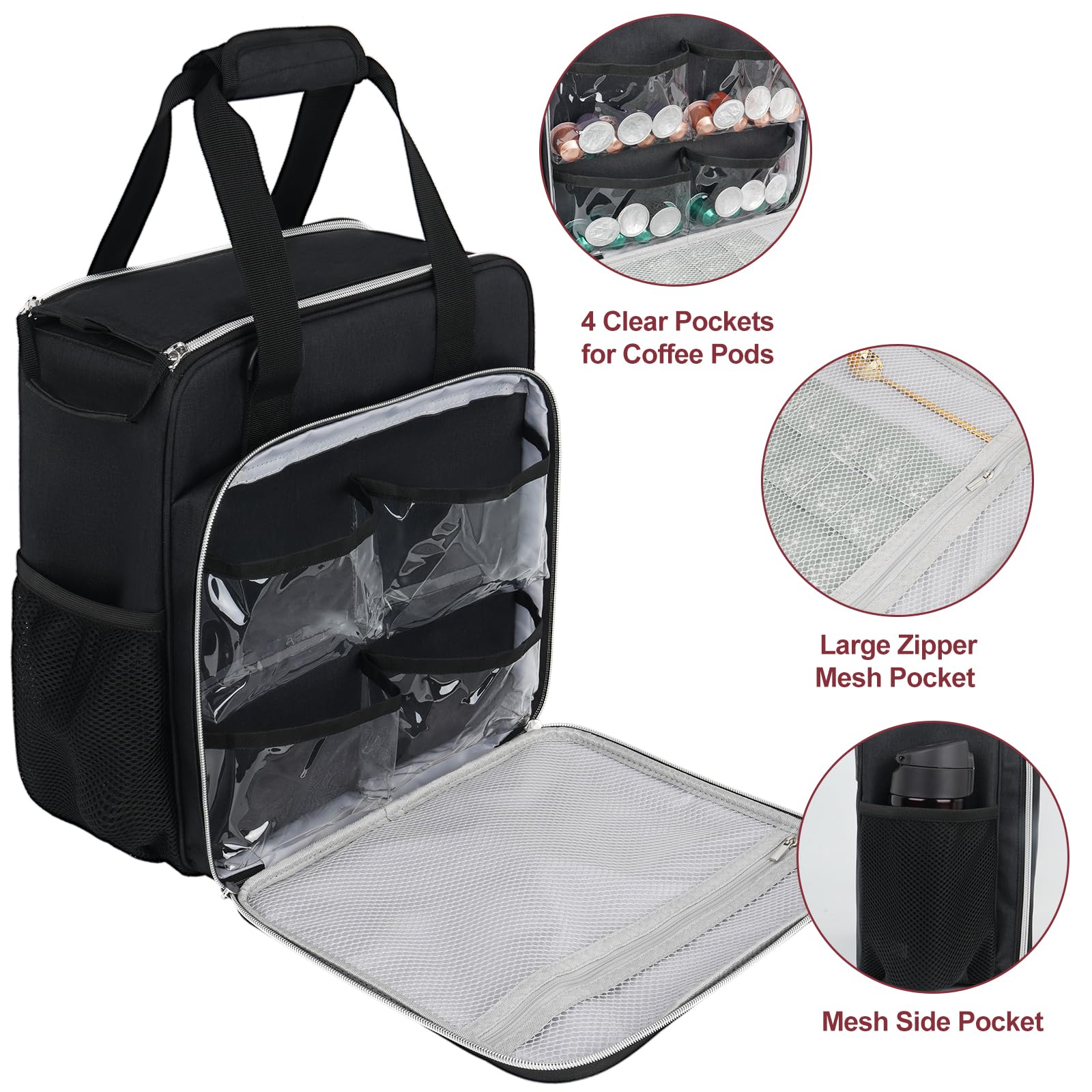 Leforz Coffee Maker Travel Bag Compatible With Keurig K-Mini,Single Serve Coffee Brewer Carrying Case Compatible For K-Mini Plus