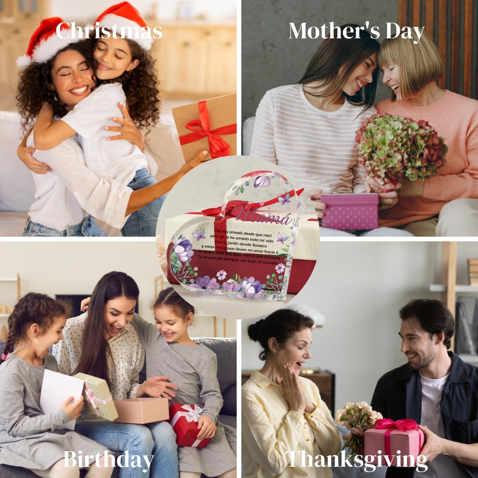 HITHESPO Christmas Mama Gifts from Daughter Son, Mom Mothers Day Birthday Gifts, Regalos Mama Acrylic Puzzle Plaque, Regalos par