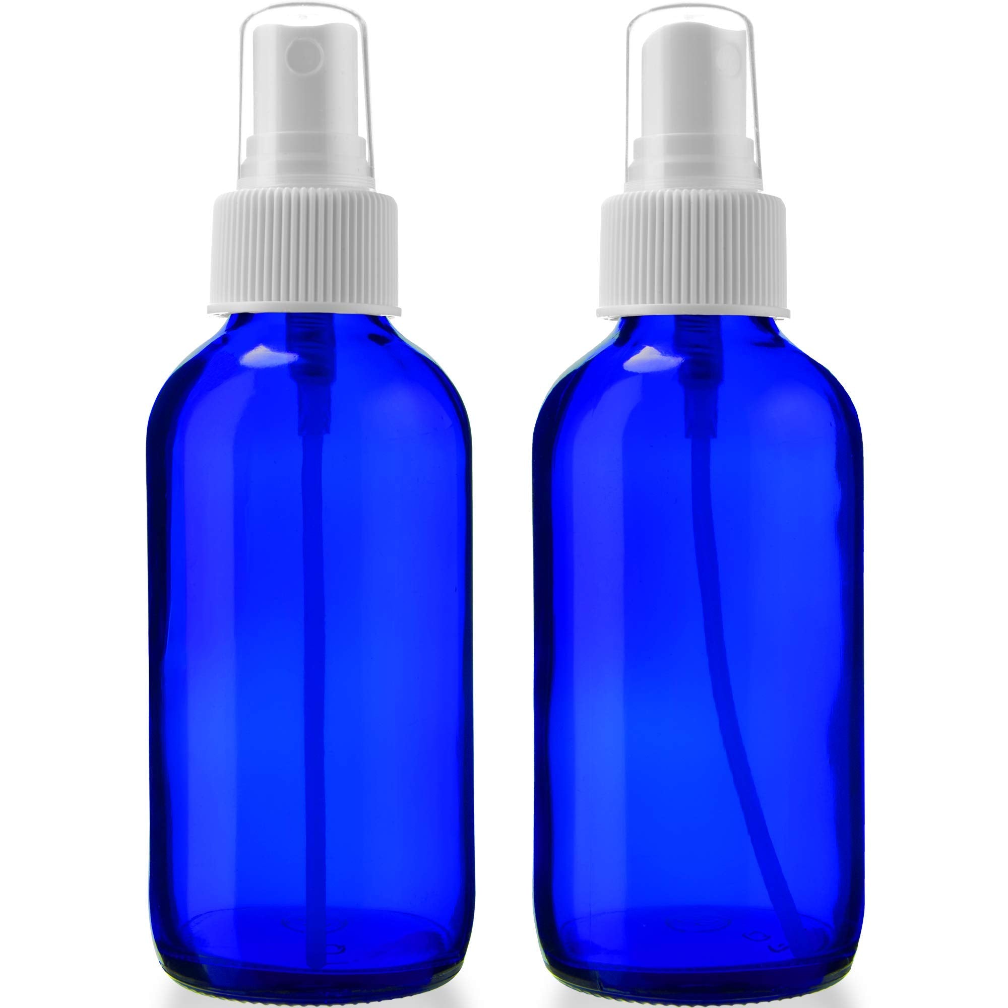2 Empty Blue Glass Spray Bottles - Small 4Oz Refillable Bottle Is Great For Essential Oils, Organic Beauty Solutions, Homemade C