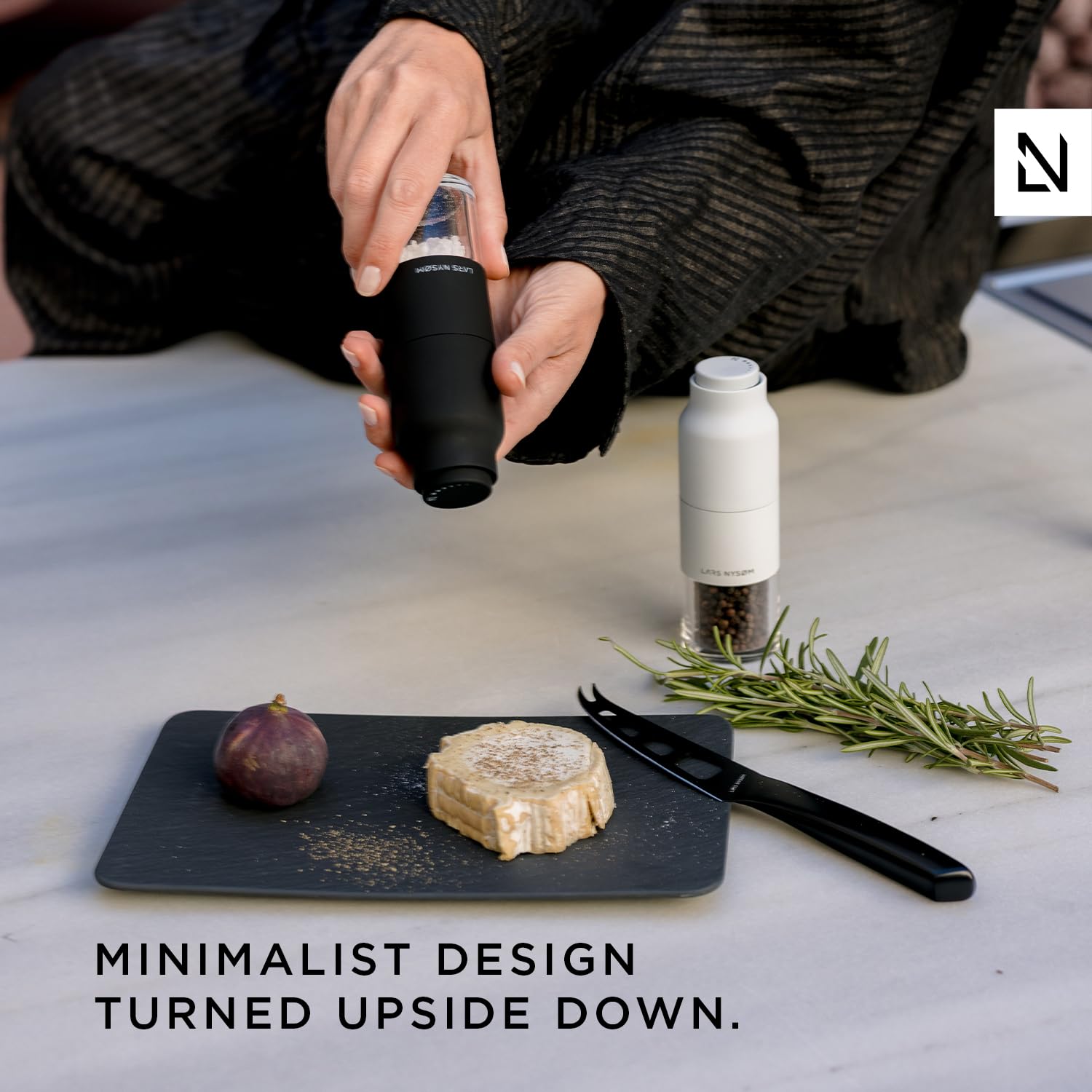 Lars Nysm Stainless Steel Salt And Pepper Mill Set With Adjustable Ceramic Grinder I Manual Spice Mill Set (Sage)