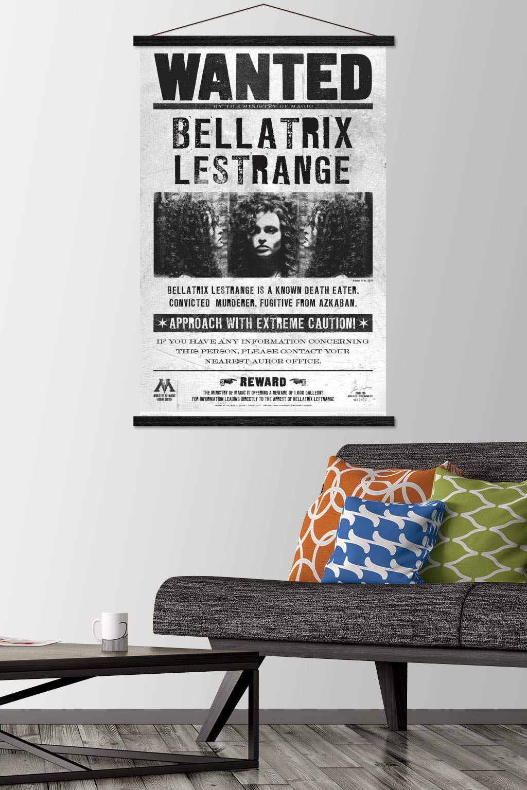 Trends International The Wizarding World: Harry Potter - Bellatrix Wanted Poster Wall Poster, 22.375'' X 34'', Print And Black H