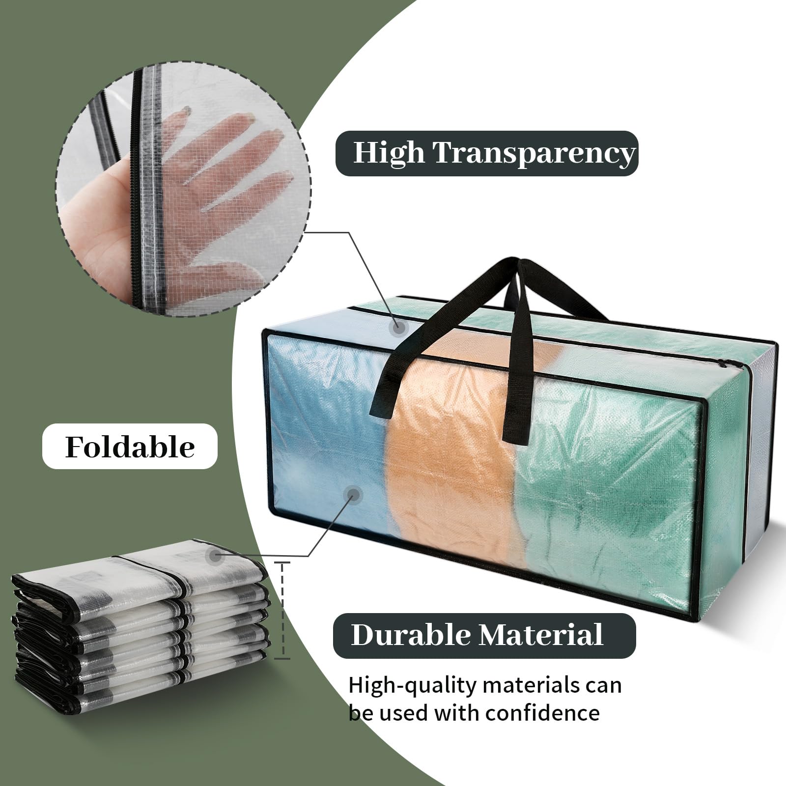 4 Pack Heavy Duty Clear Moving Bags, Large Clear Storage Bags For College Dorm Room Essentials, Alternative To Moving Boxes, Com