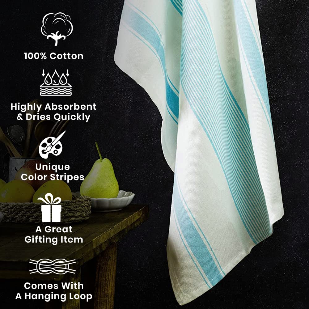 Candy Cottons Stripe Kitchen Towels Decor Hanging Loop Dish Towels Boho Stripe Absorbent Festive Gift Set Of 6 Pantry Kitchen Re