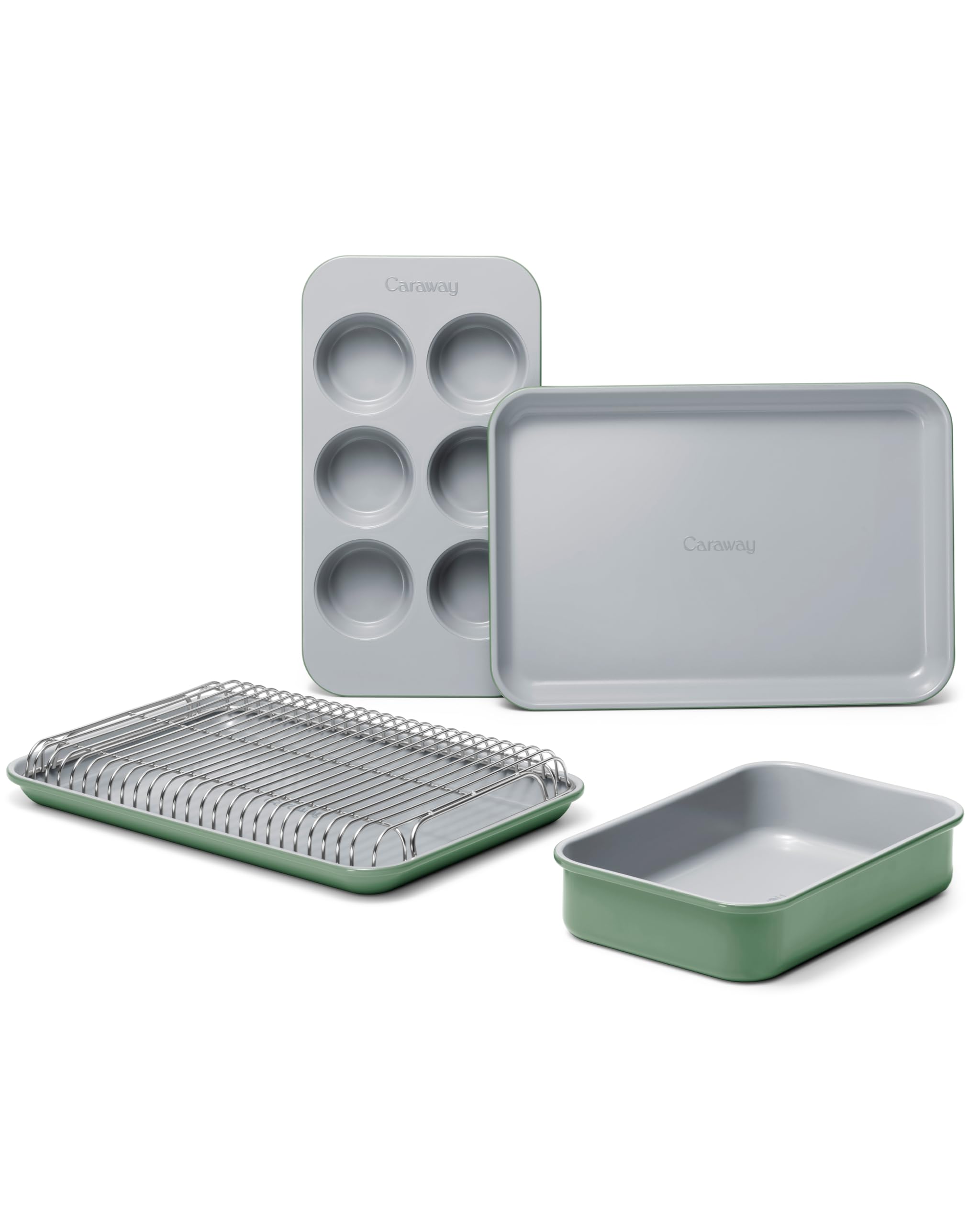 Caraway Mini Bakeware Set  Naturally NonStick, NonToxic Ceramic Coating  Compact Baking Pans Set For Small Kitchens & Ovens 