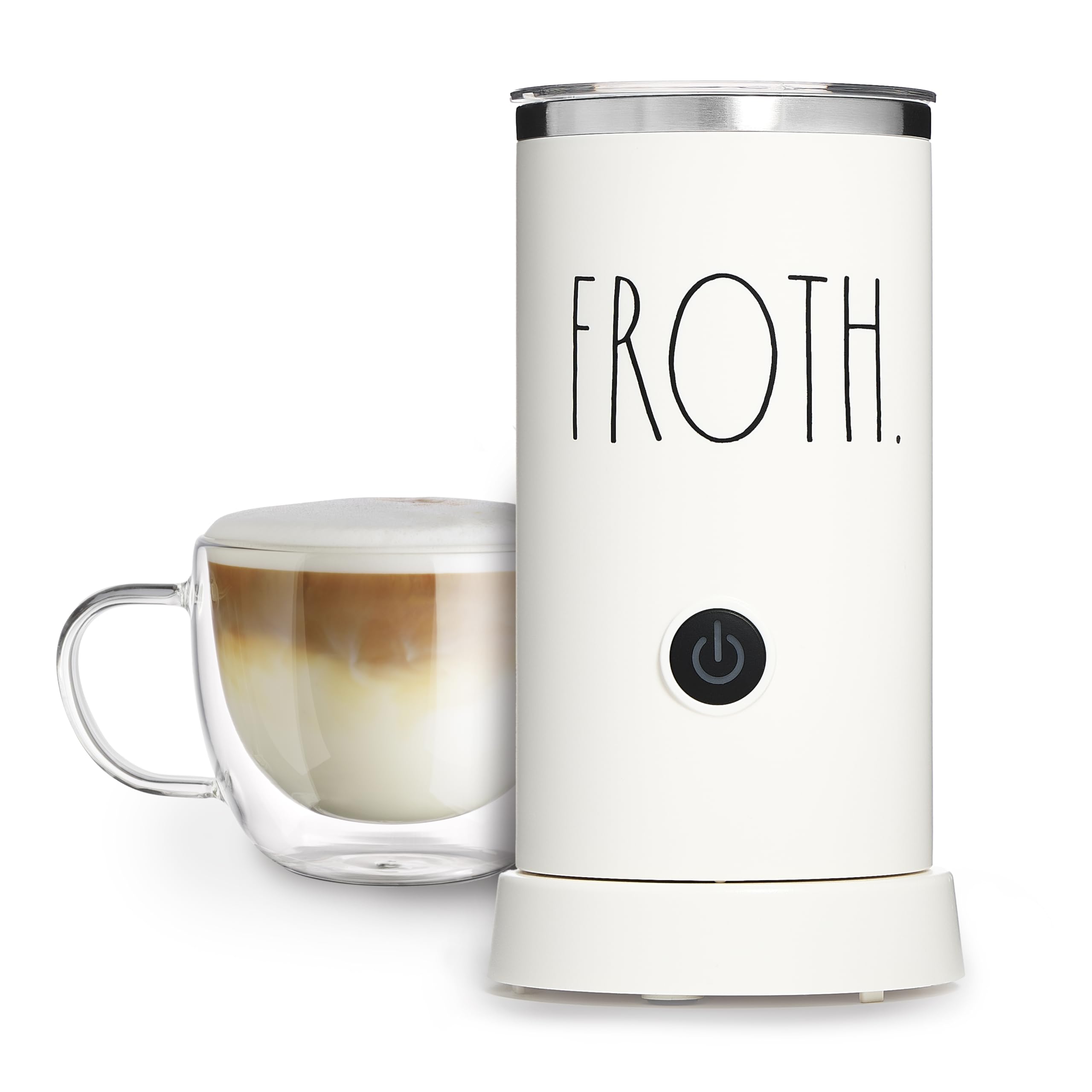 Rae Dunn Electric Milk Frother Steamer -Stylish Automatic Milk Steamer and Frother  Milk Warmer  Hot and Cold Foam Maker for Coffee  Latte  Cappuccino  Macchiato - 550 Watt (Cream)