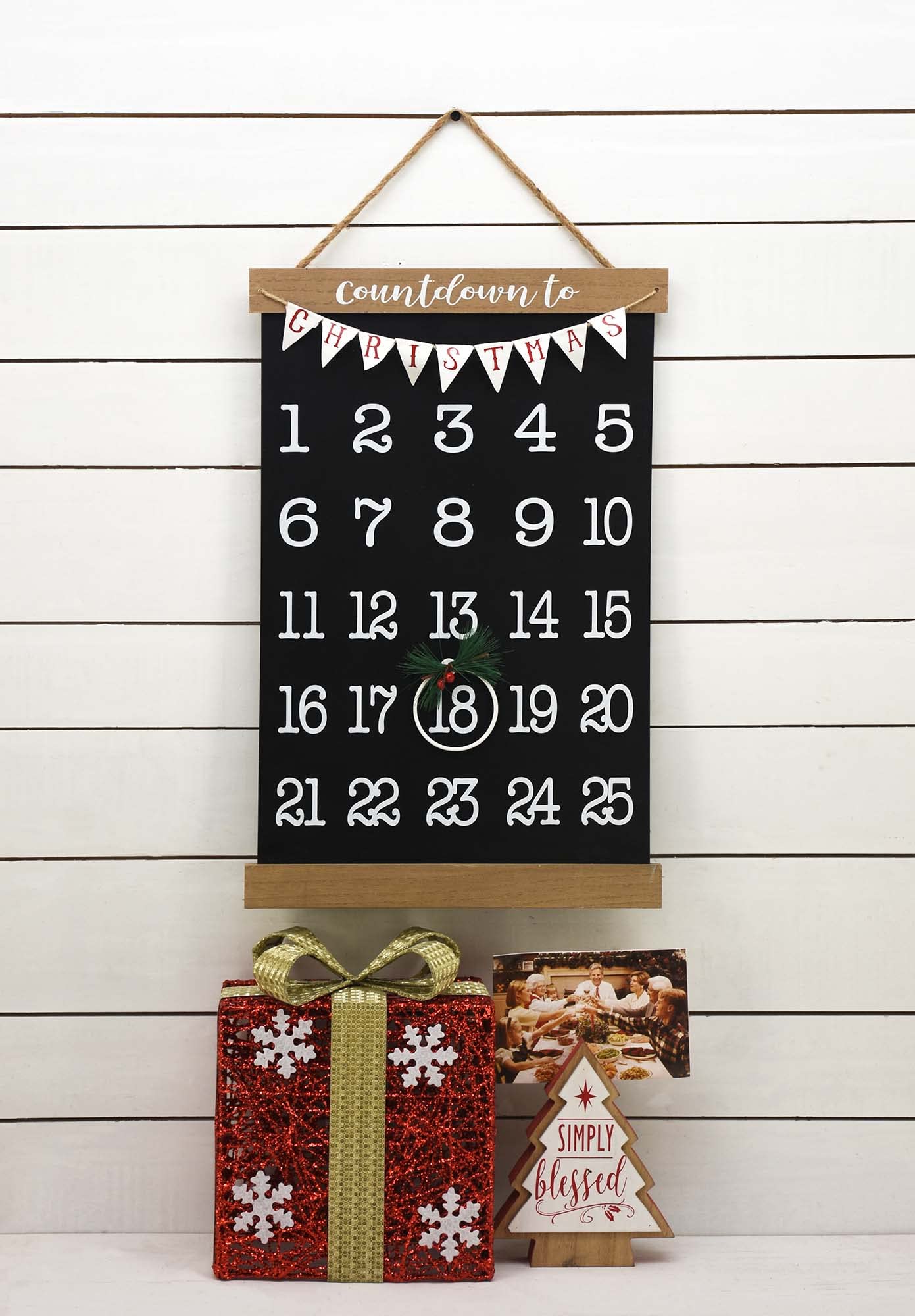 Paris Loft Christmas Countdown Sign, Countdown to Christmas Calendar, Hanging Magnetic Sign, Wood and Metal Farmhouse Decor, Adv