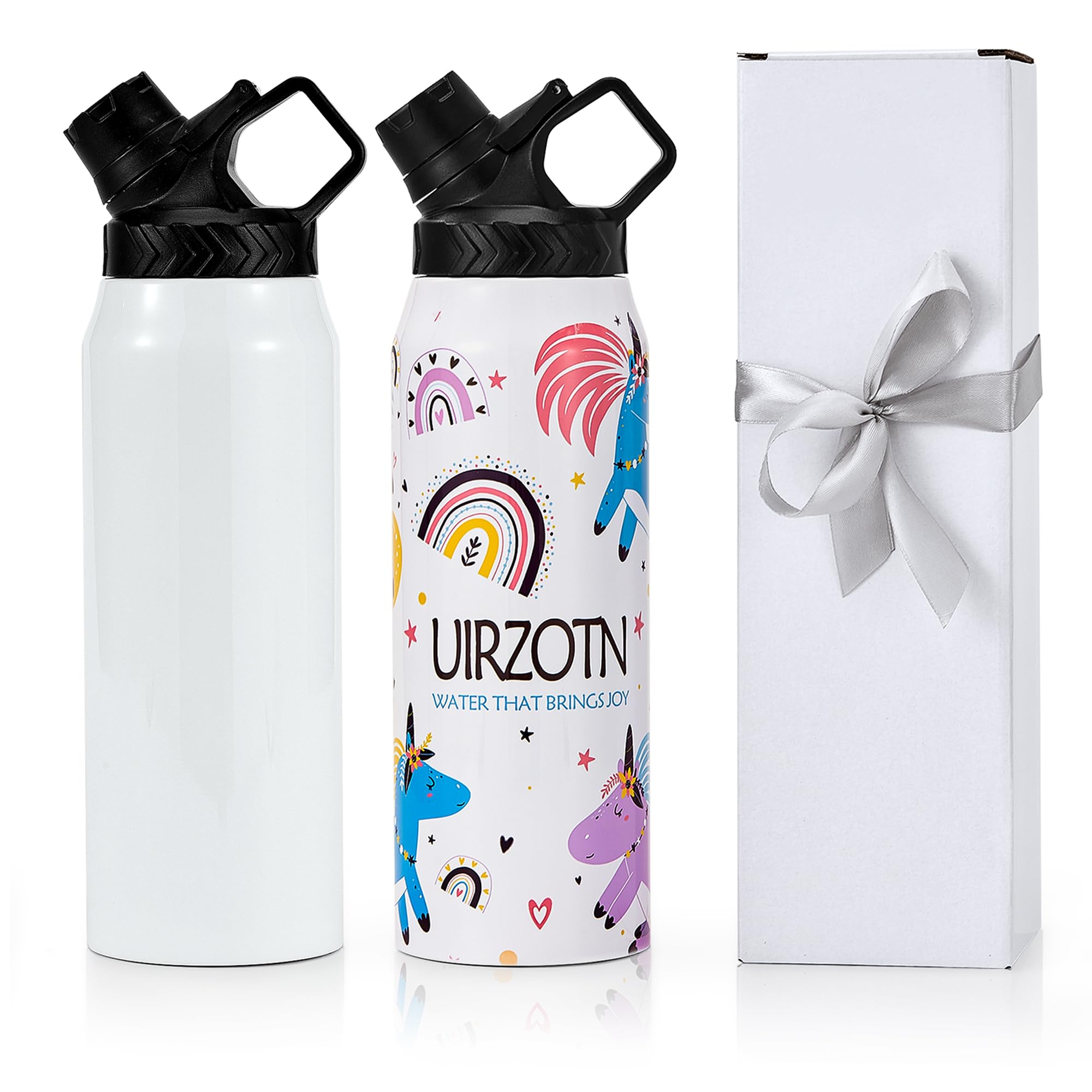 UIRZOTN 2 Pack 32 OZ Sublimation Water Bottle Blanks in Bulk, Stainless Steel Insulated Sports Tumbler Cups with Polymer Coating