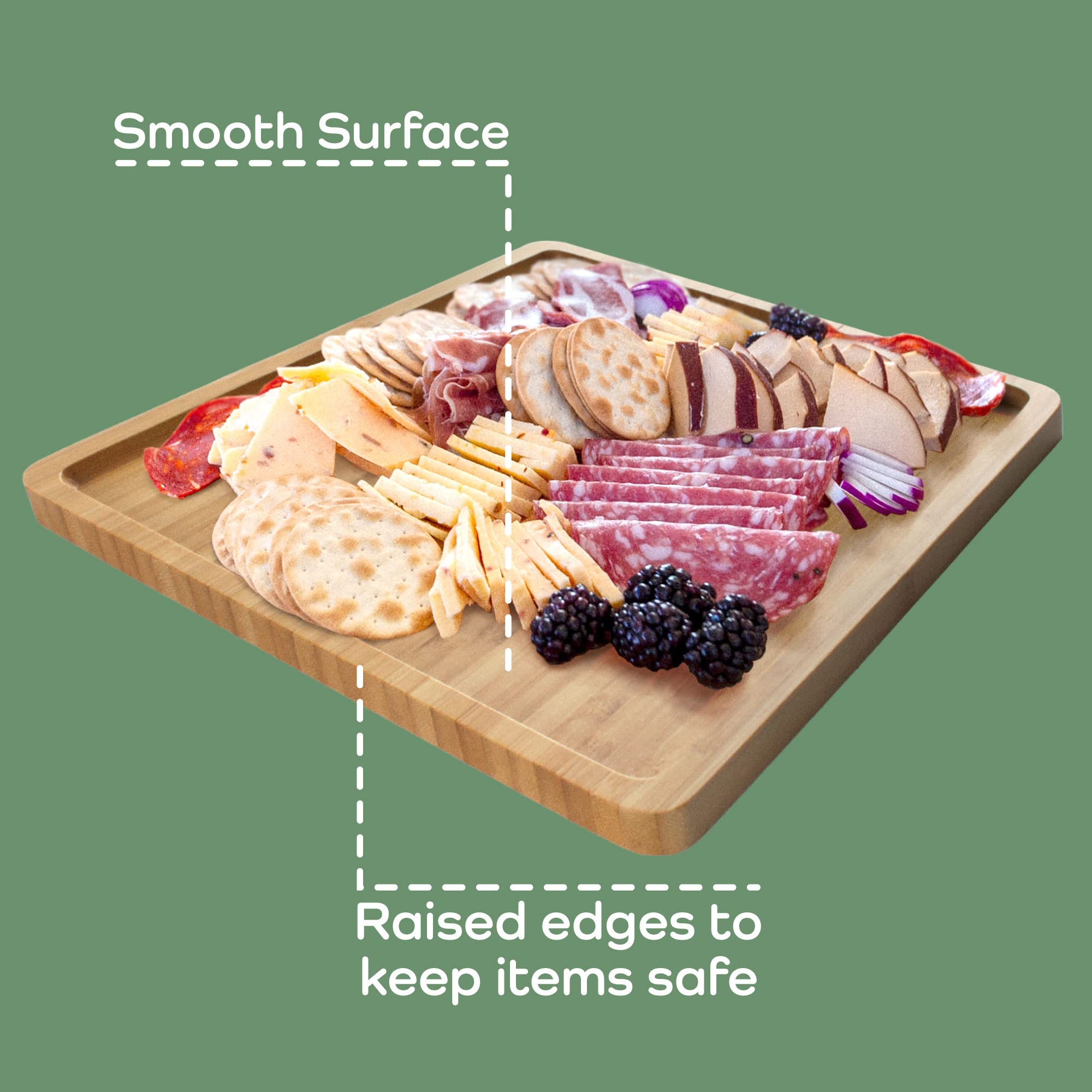 Bamboomn Organic Bamboo Serving Tray, Vanity, Tea Serving, Appetizers, Snacks, Charcuterie Board, 11''X5.5''X0.6'' - 1 Tray