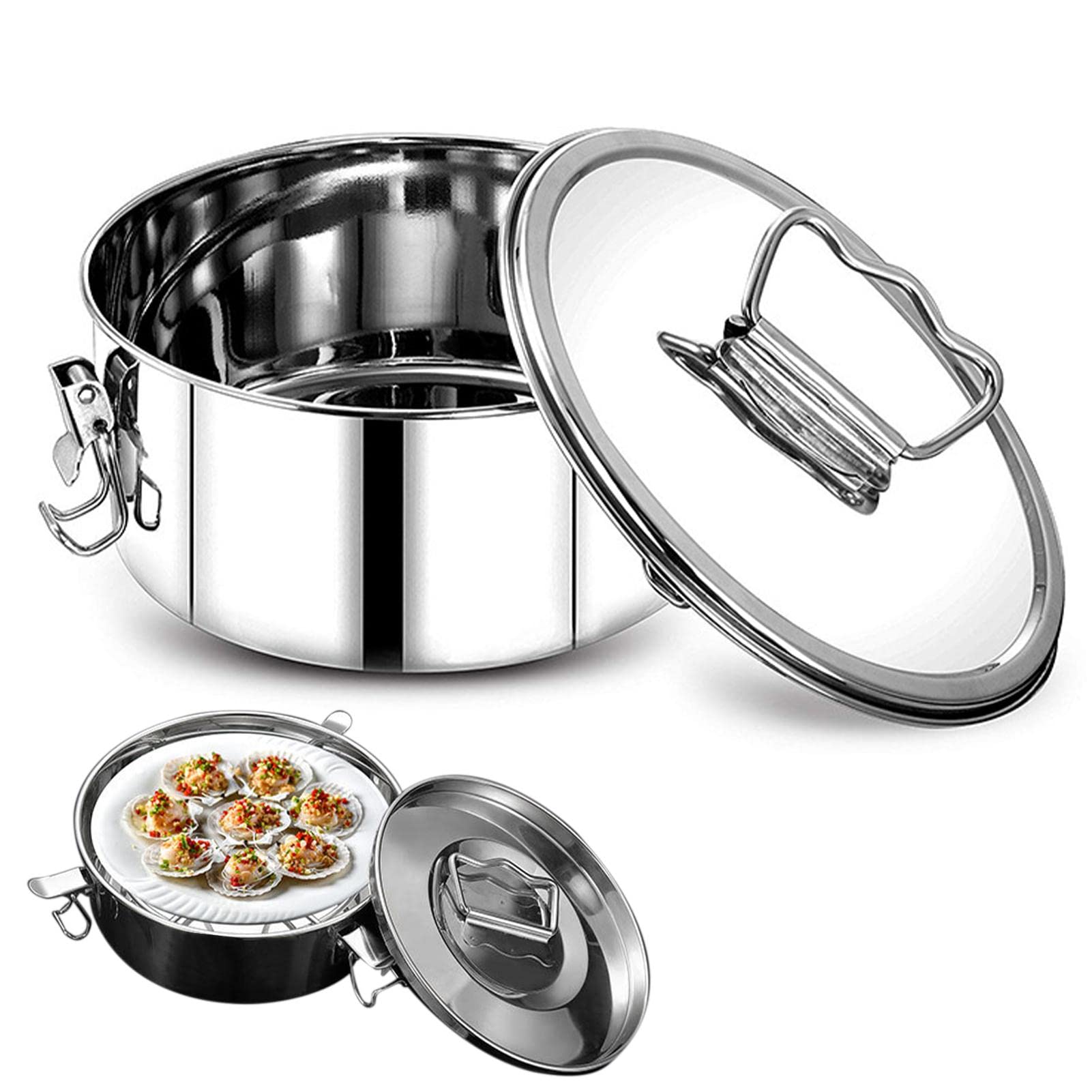 Stainless Steel Flan Mold, 65 Oz Round Flanera Pan with Lock Lid & Handle