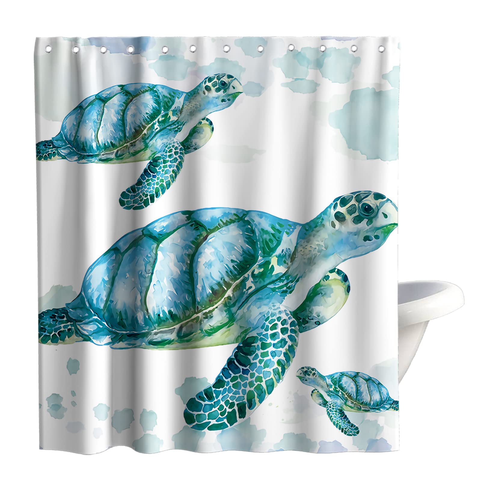 Final Friday Beach Nautical Sea Turtle Theme Fabric Shower Curtain Sets Ocean Family Bathroom Decor With Hooks Waterproof Washab