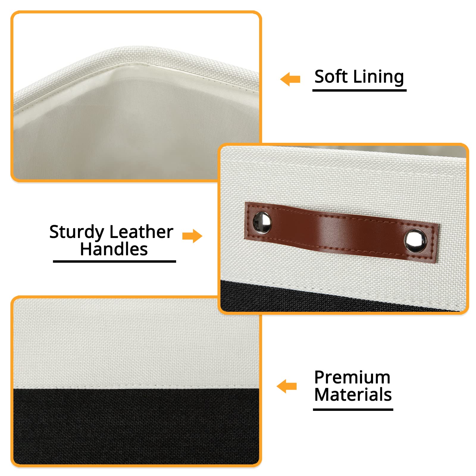 DULLEMELO Storage Baskets  13 Inch Cube Storage Bins for Shelves Closet Nursery Toy Storage  Foldable Linen Closet Organizers Storage Baskets for Toy Closet Storage(4 Pack - 13 '' White&Black