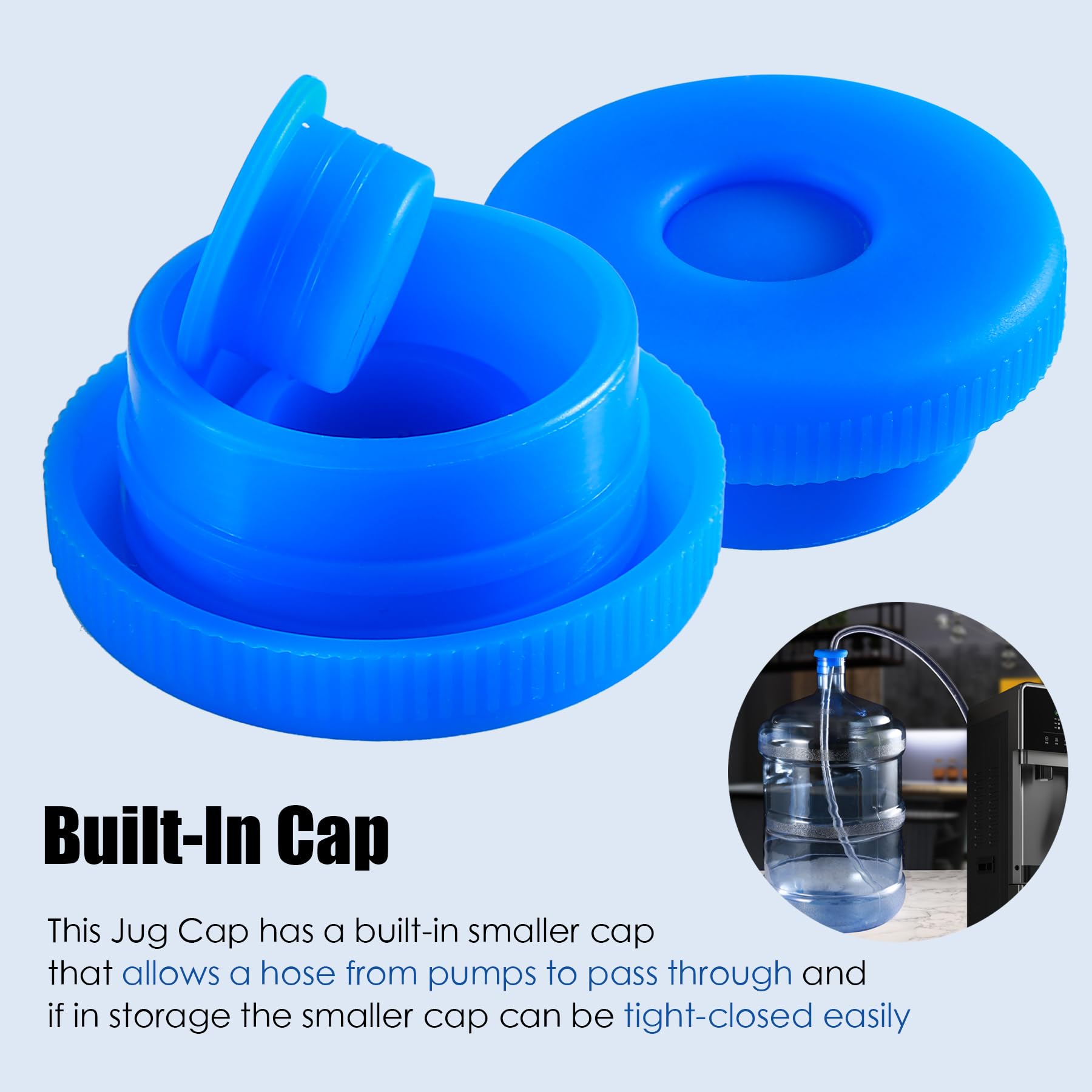5 Gallon Water Jug Cap Reusable, Non-Spilling 55Mm Water Bottle Dispenser Caps, Silicone 5 Gal Jug Replacement Caps Lids Anti Sp