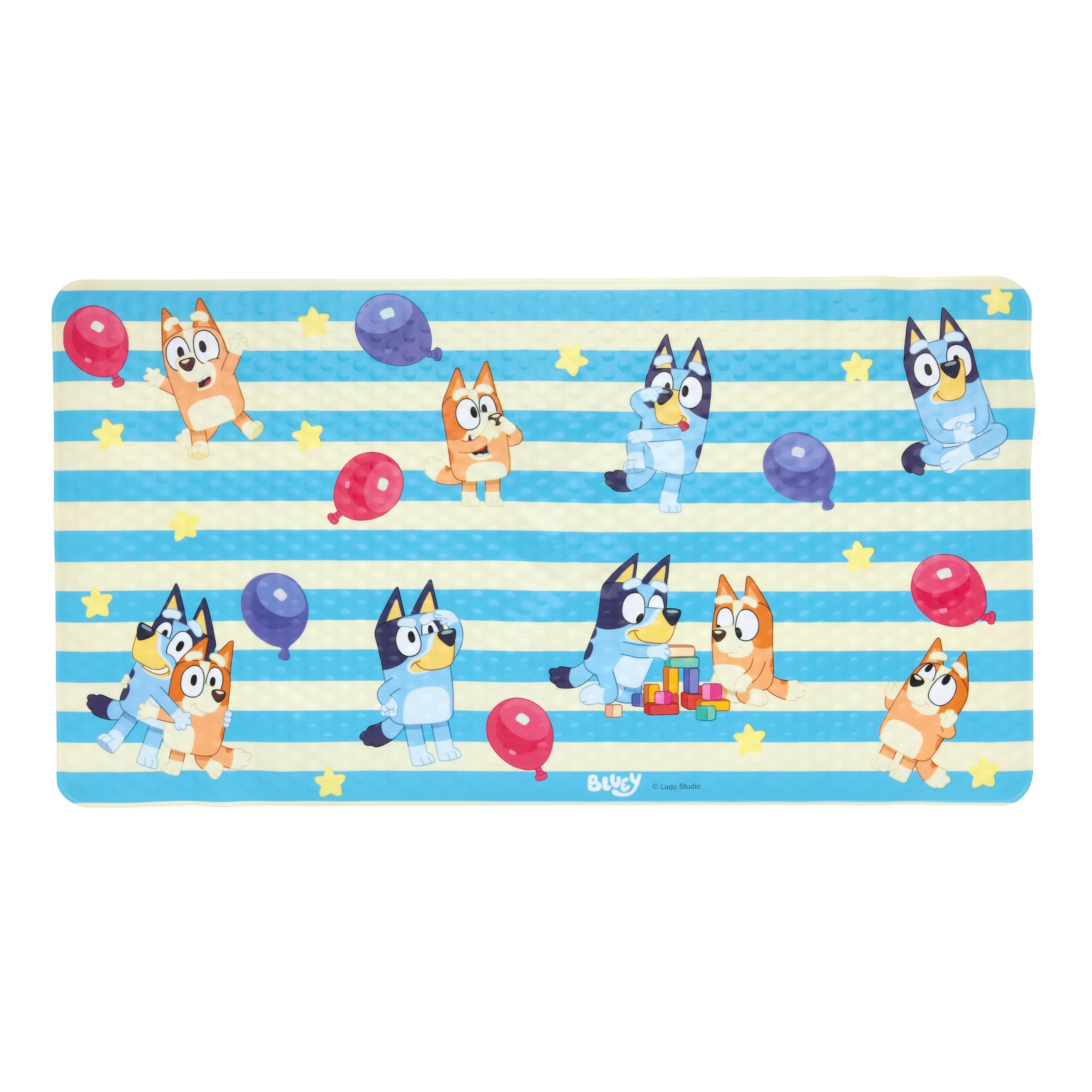 Bluey Bath Mat for Kids, Toddlers and Babies, 15.5 by 22 Inch, Non Slip, Bathtub Mat with Suction Cups, Machine Washable, Cushio