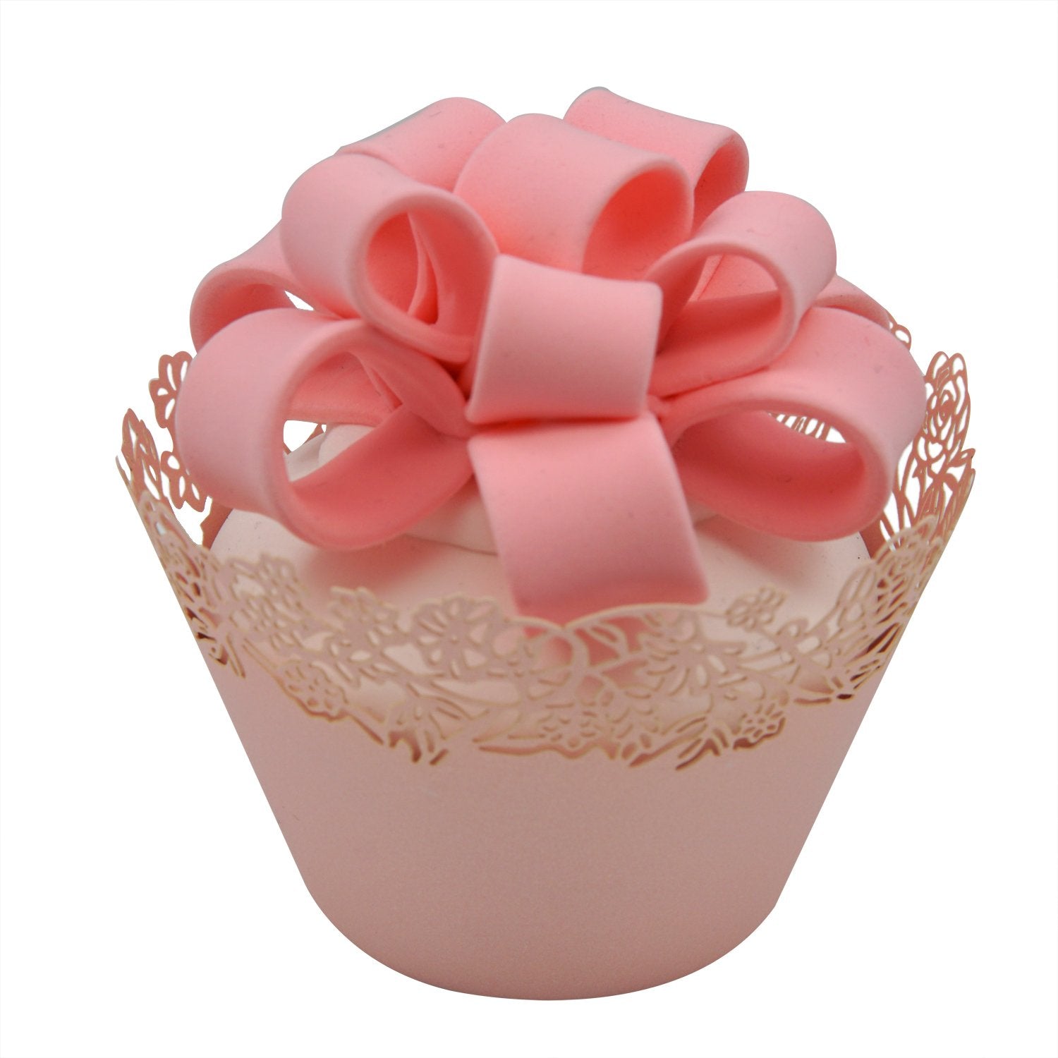 Cupcake Wrappers Pack Of 50 Pink Filigree Artistic Bake Cake Paper Cups Little Vine Lace Laser Cut Liner Baking Cup Muffin Case