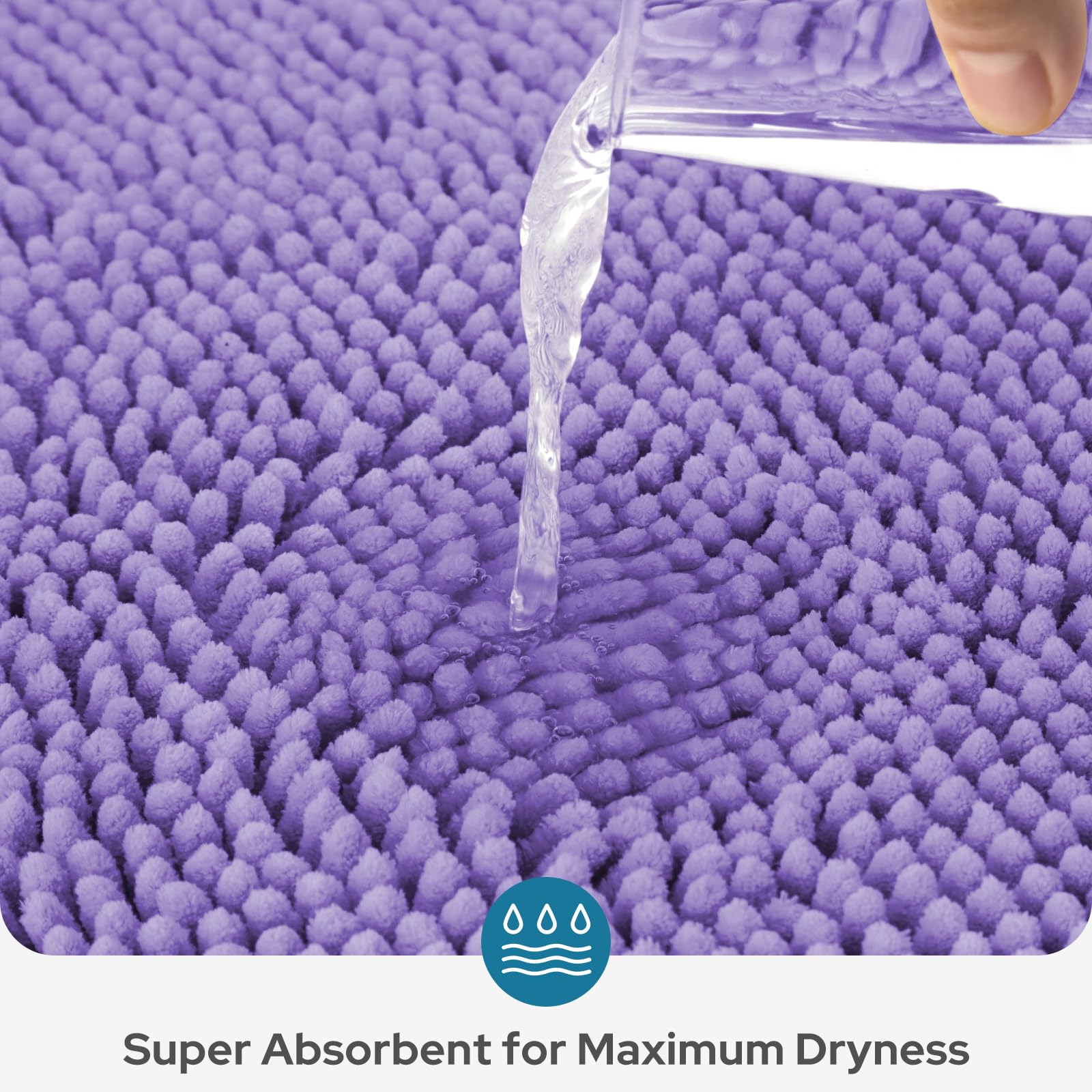 BYSURE Lavender Bathroom Rugs Sets 3 Piece Non Slip Extra Absorbent Plush Chenille Soft Washable Bath Rugs and Mats Set