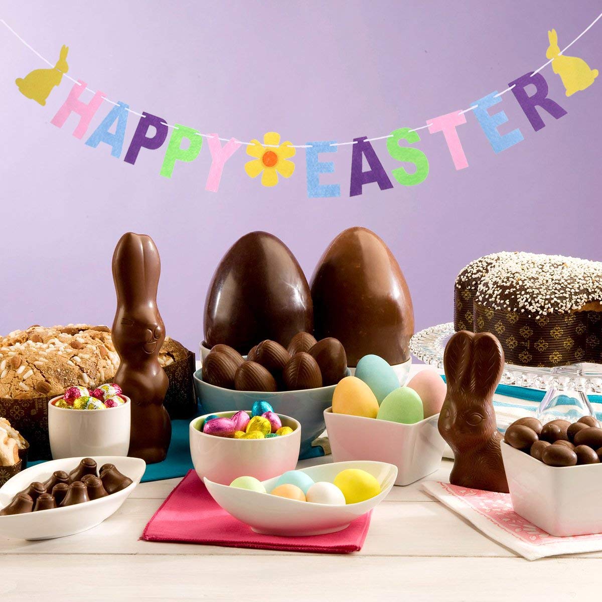 Binaryabc Happy Easter Banner Bunting Garland, Easter Decorations Party Favors Photo Prop
