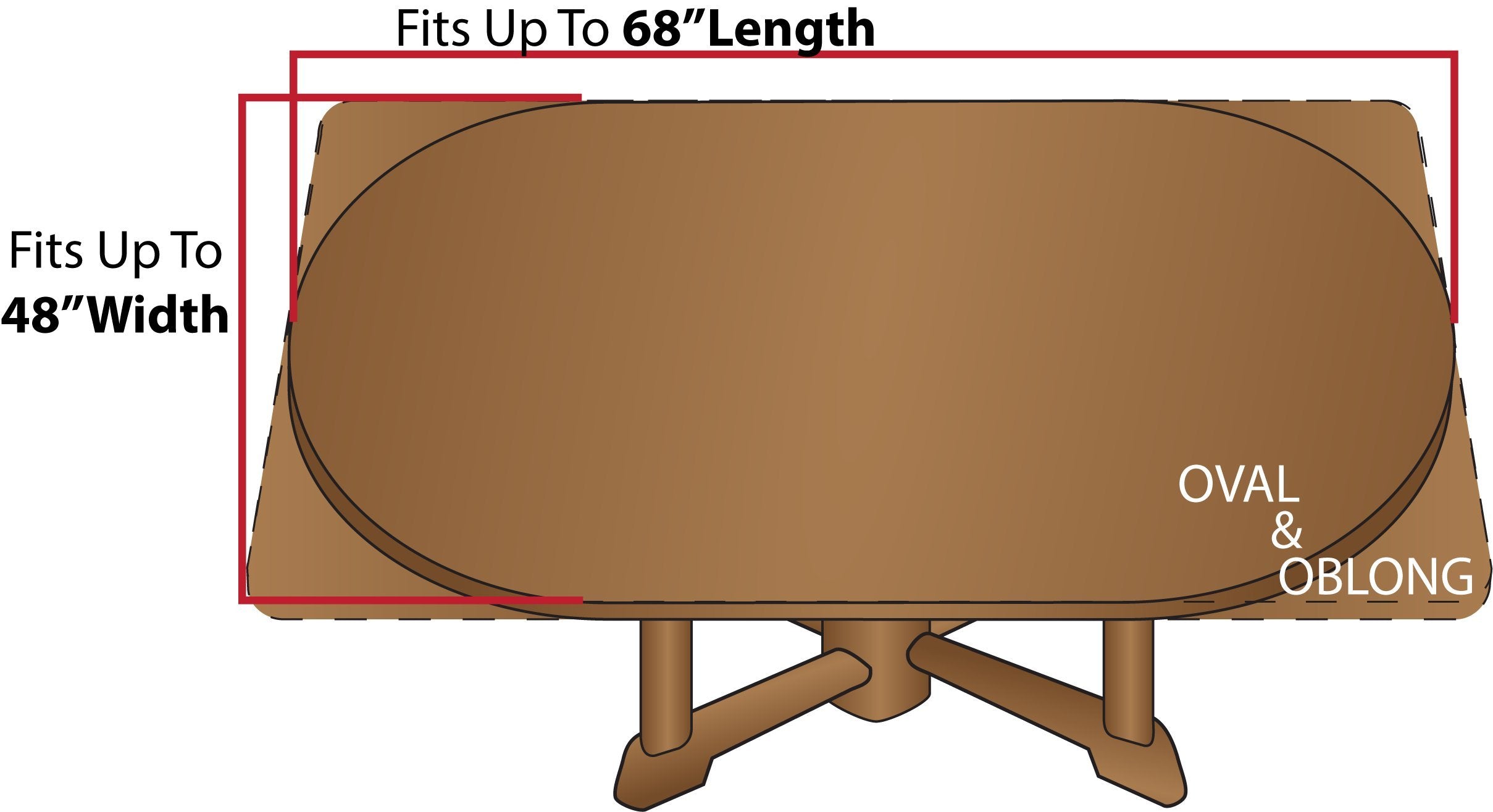 Covers For The Home Flannel Backed Vinyl Table Cover, Global Coffee, Fits 48" x 68", Oblong/Oval, Elastic Edged
