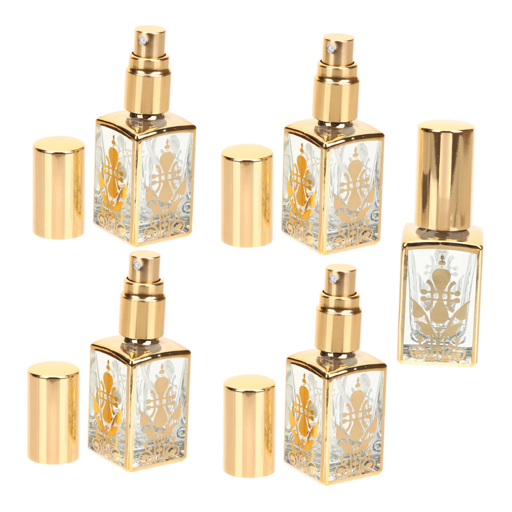 ERINGOGO 5pcs Refillable Glass Perfume Bottles Vintage Mini Spray Containers for Essential Oils Aromatherapy Fragrance Travelfr