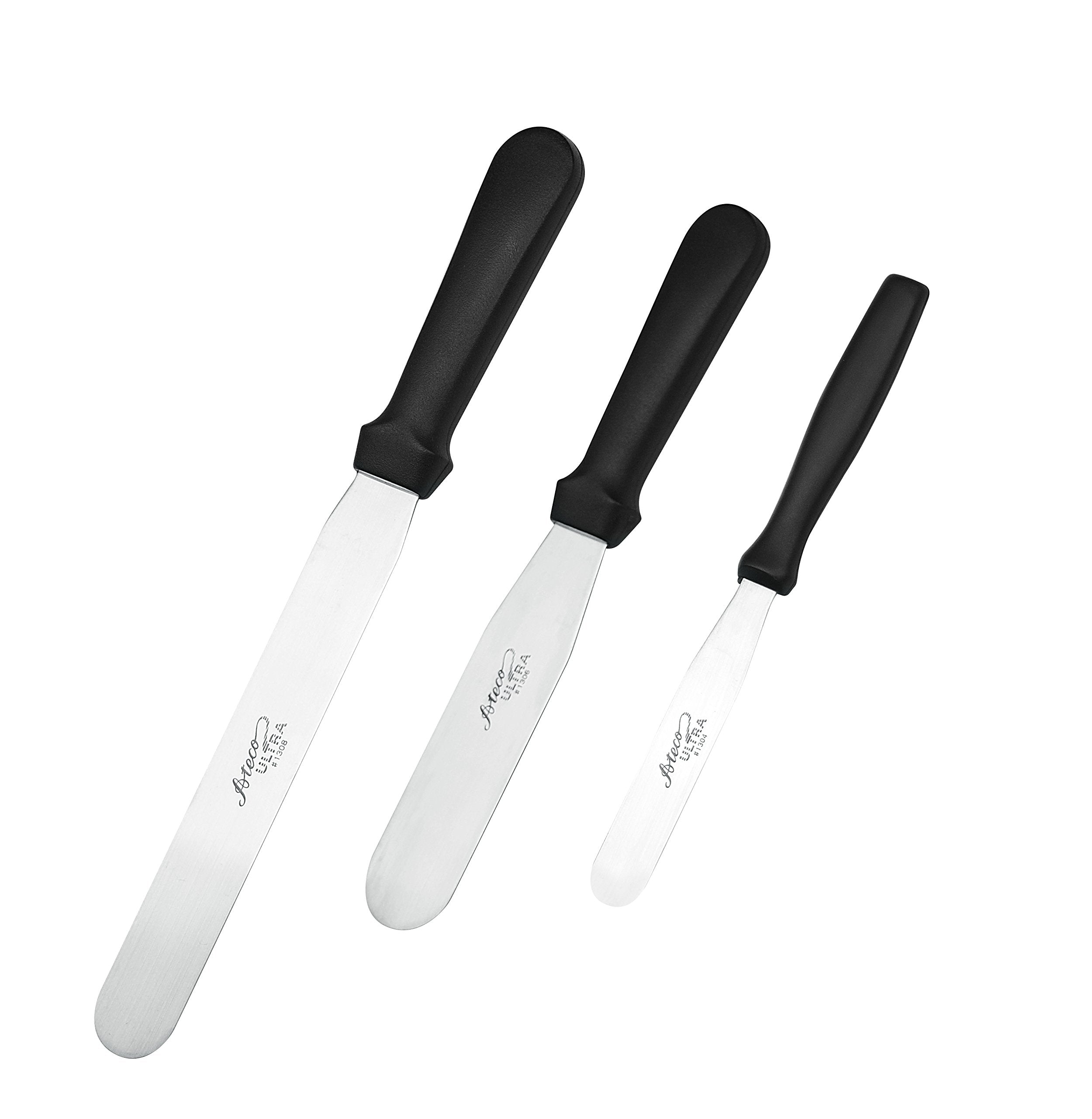 Ateco Ultra Straight Spatula 3 Piece Set; 1304 - 4.5 Inch, 1306 - 6 Inch, And 1308 - 8 Inch, Stainless Steel Blades,Silver