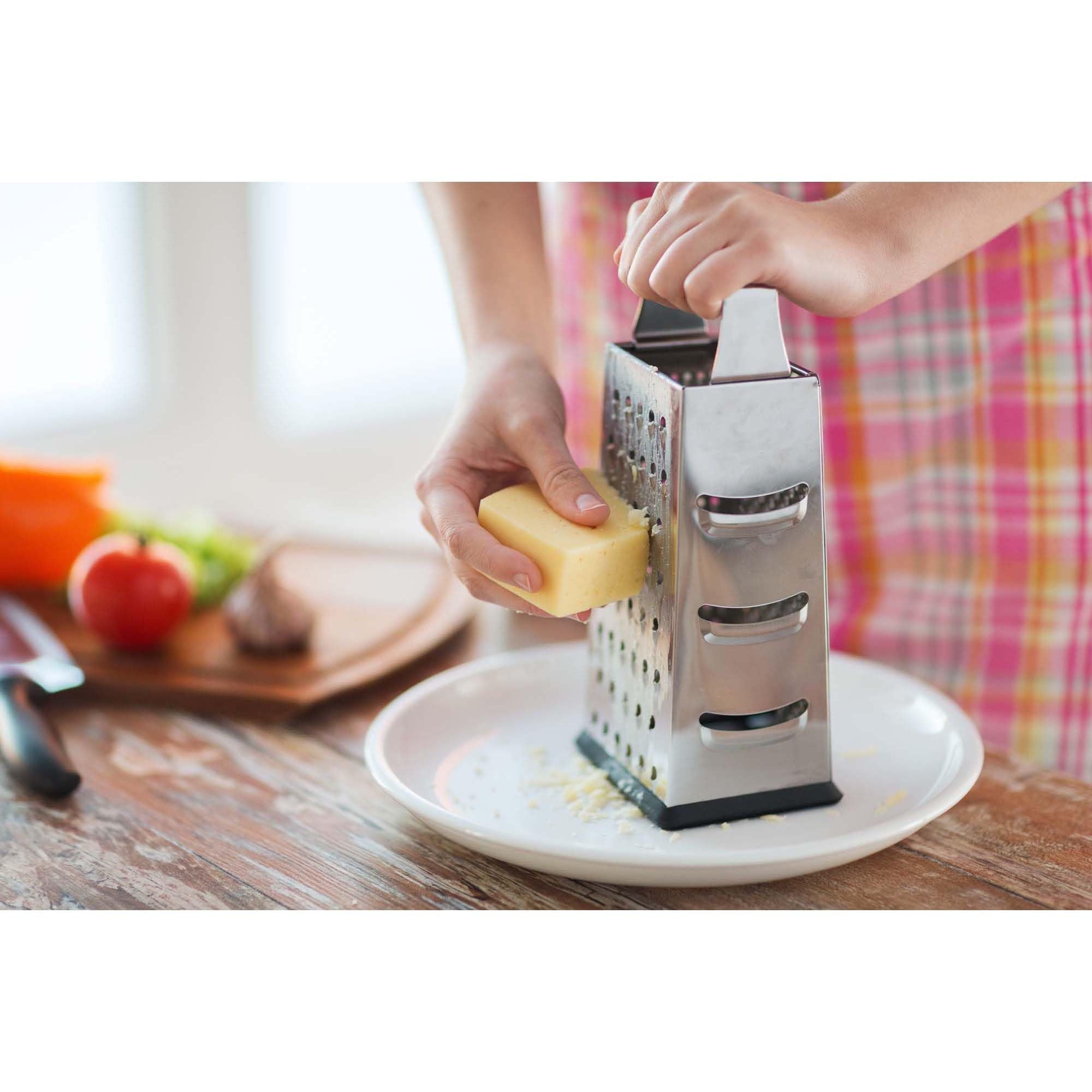Hic Kitchen Professional Grater Zester, Stainless Steel, 4 Multi-Grating Surfaces, 7.5 X 4.25 X 3.25-Inches, Secure-Grip Handle,