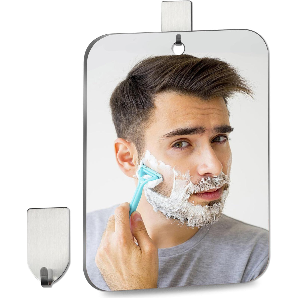 Shower Mirror Fogless For Shaving, Medium 8 X 5.5 In Mirror For Wall Hanging, Frameless Portable Travel Camping Mirrors Shatterp