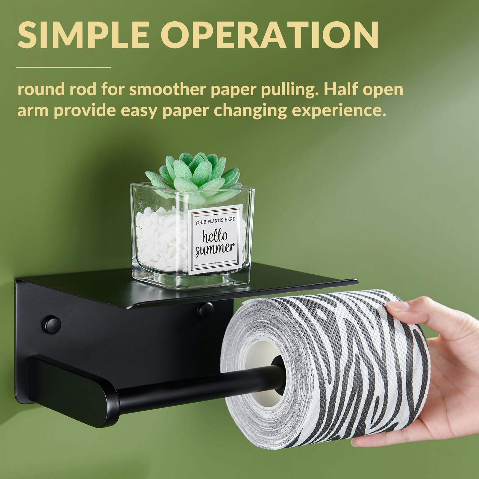 Toilet Paper Holder with Phone Shelf  APLusee SUS 304 Stainless Steel Bathroom Tissue Holder  Wall Mounted Roll Paper Dispenser  Matte Black