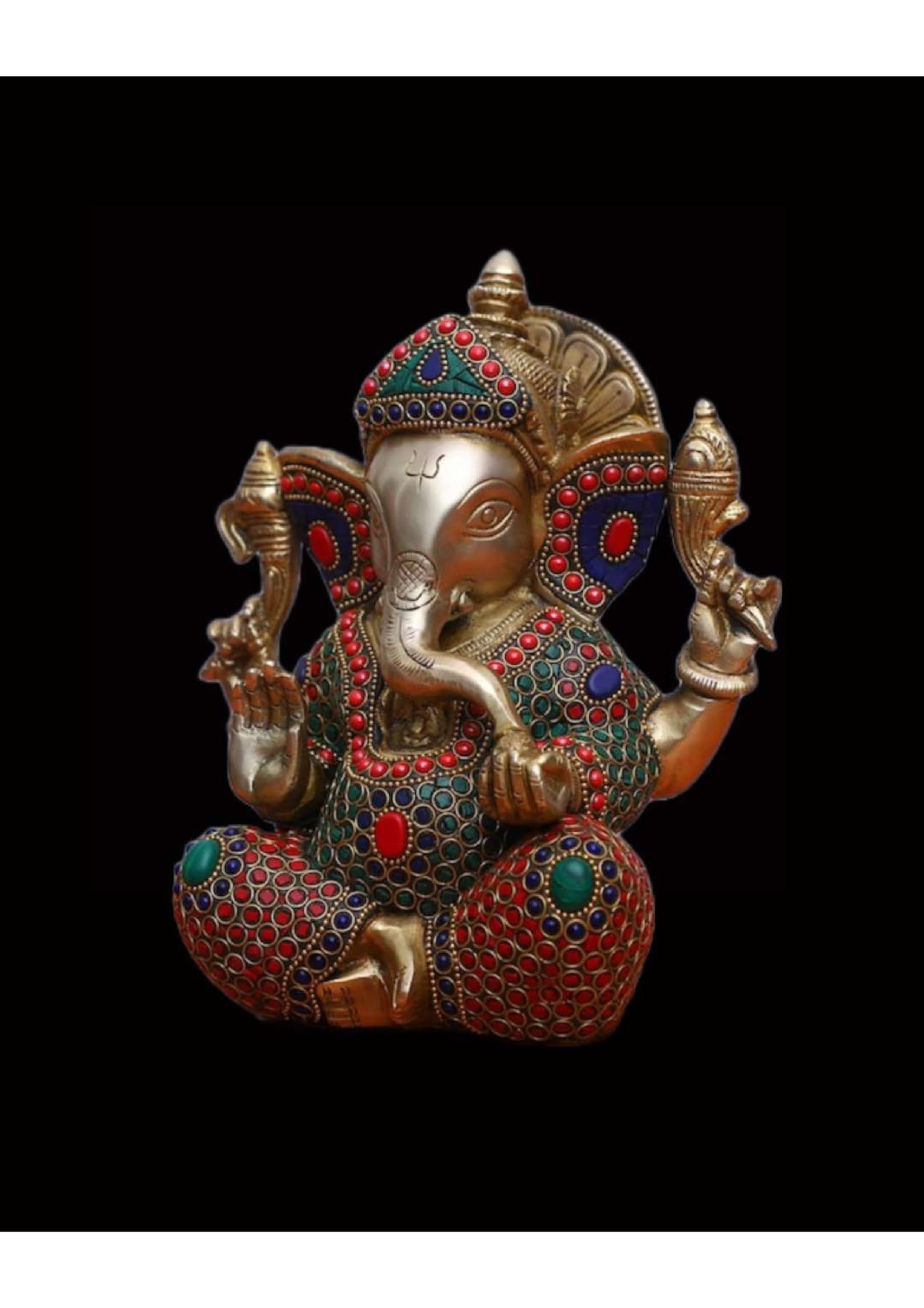 Rugdoll Brass Ganesha Statue- 21Cm Ganesh Statue In Brass