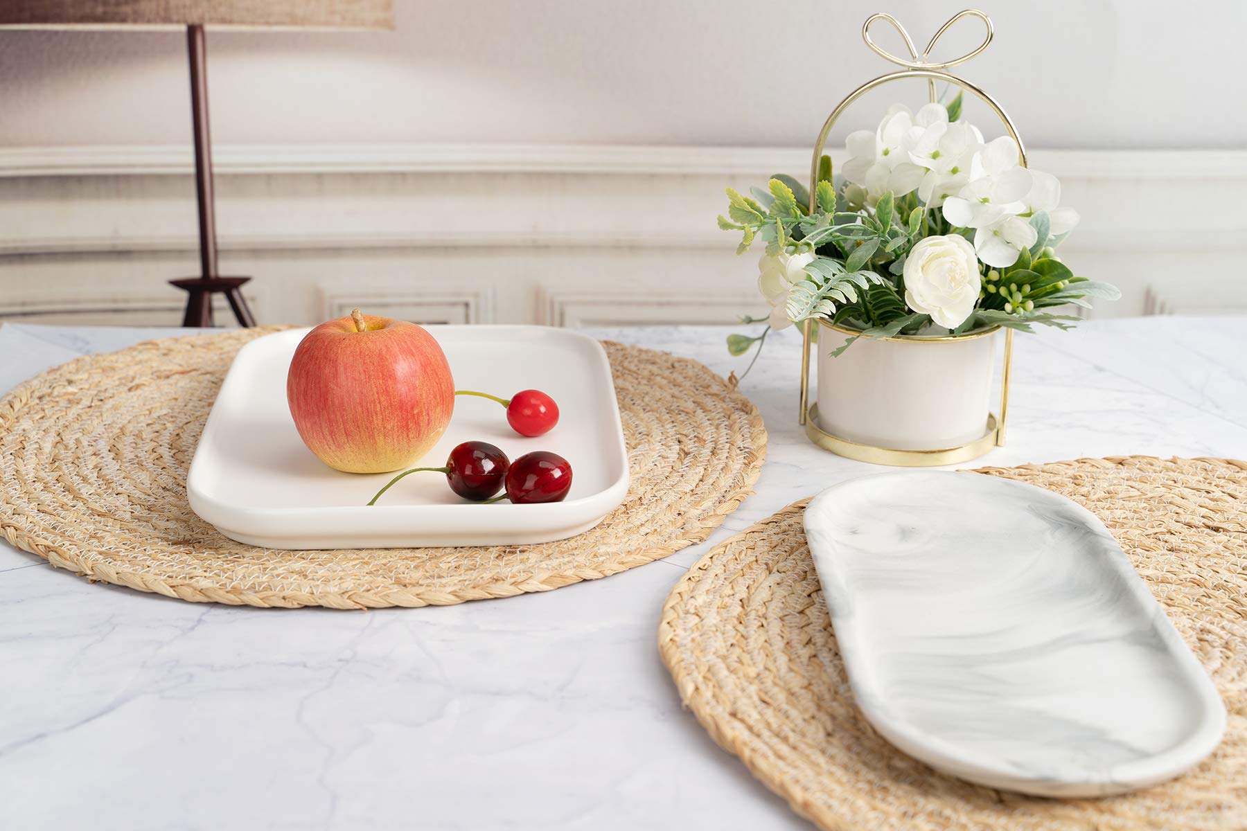 Homefsn Round Braided Placemats Set Of 4, 100% Corn Bran Handmade 13.5 Inches Table Mats For Dining Tables, Wedding, Parties, Bb