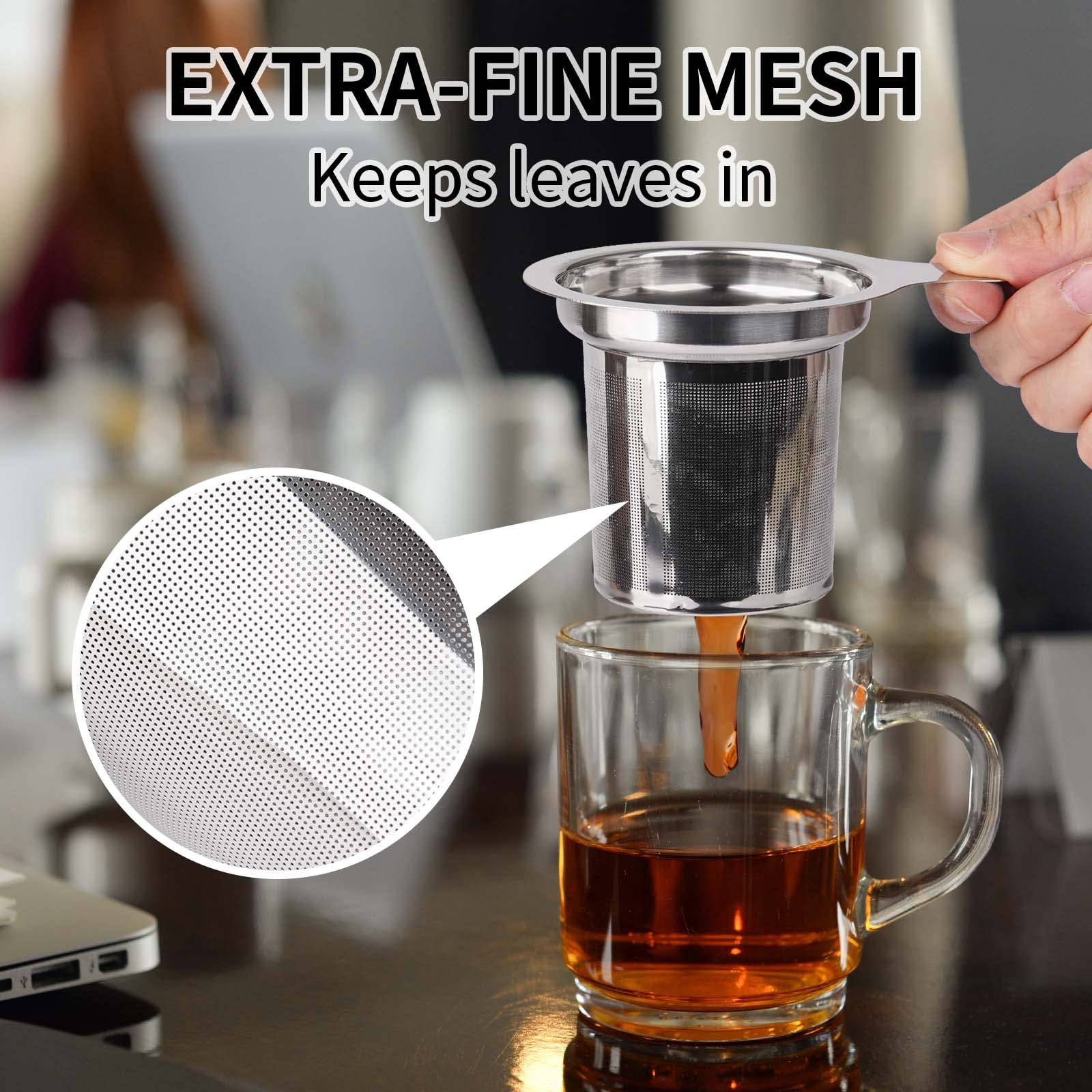 Vaincre Extra Fine Mesh Tea Infuser/ Strainer For Loose Tea, Stainless Steel Tea Steeper/ Diffuser With Large Capacity Tea Baske