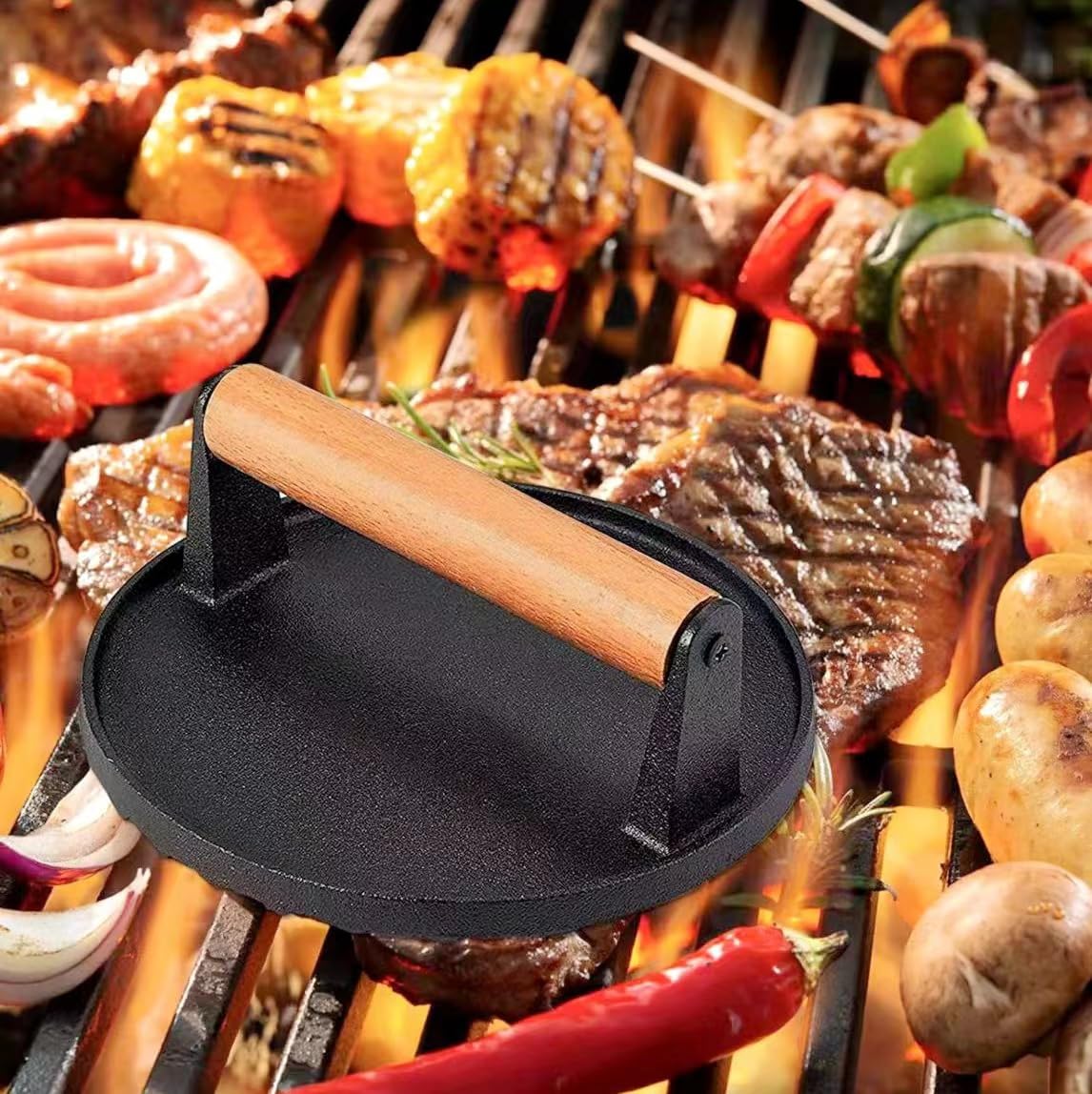 Kitchen Tools Heavy Duty Cast Iron Grill Press Burger Press Bacon Press Barbecue Press Meat Press Burger Smasher Griddle Press R