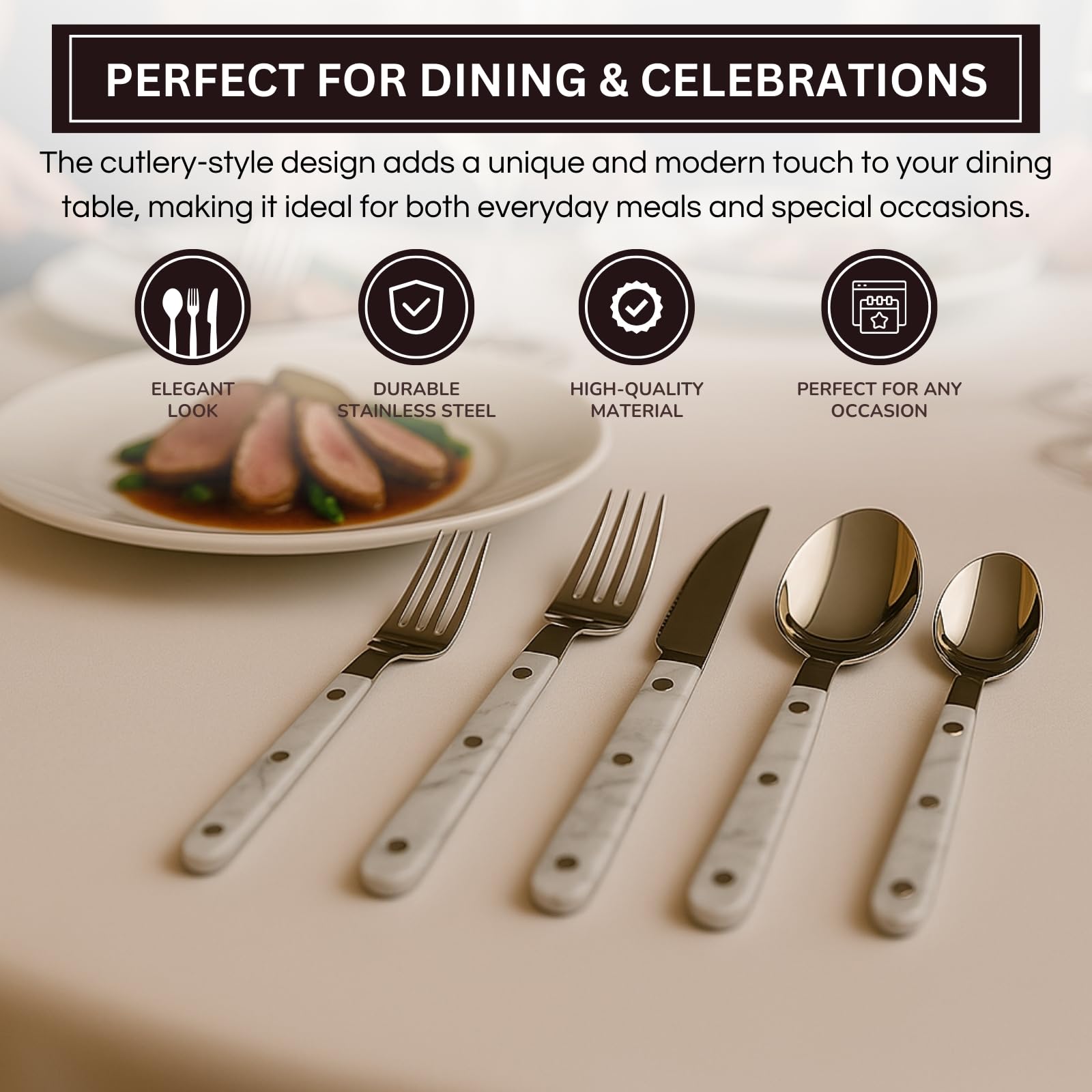 Khen 20-Piece Cutlery Set – Includes Dinner Knives, Forks, Spoons