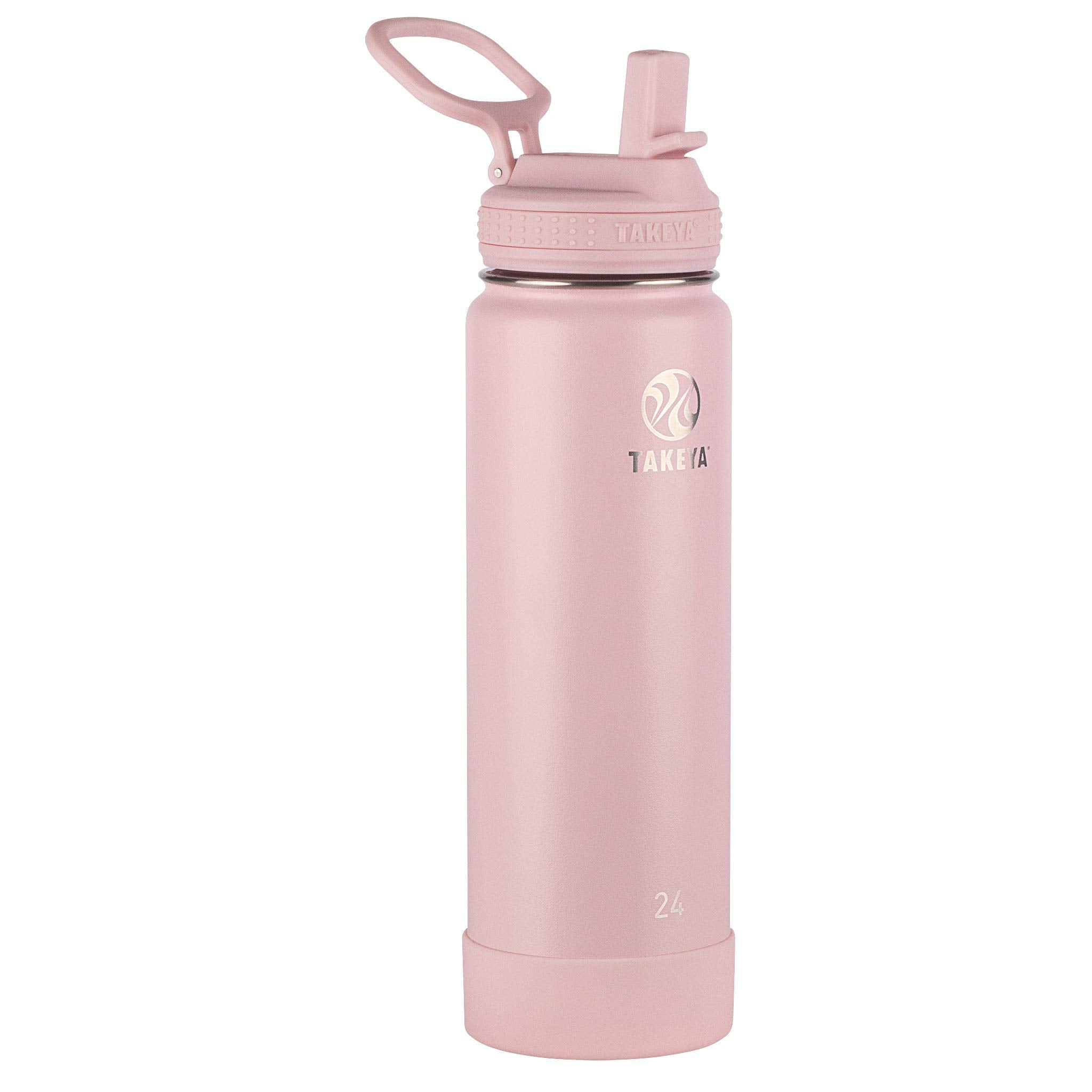 Takeya Actives 24 Oz Vacuum Insulated Stainless Steel Water Bottle With Straw Lid, Premium Quality, Blush