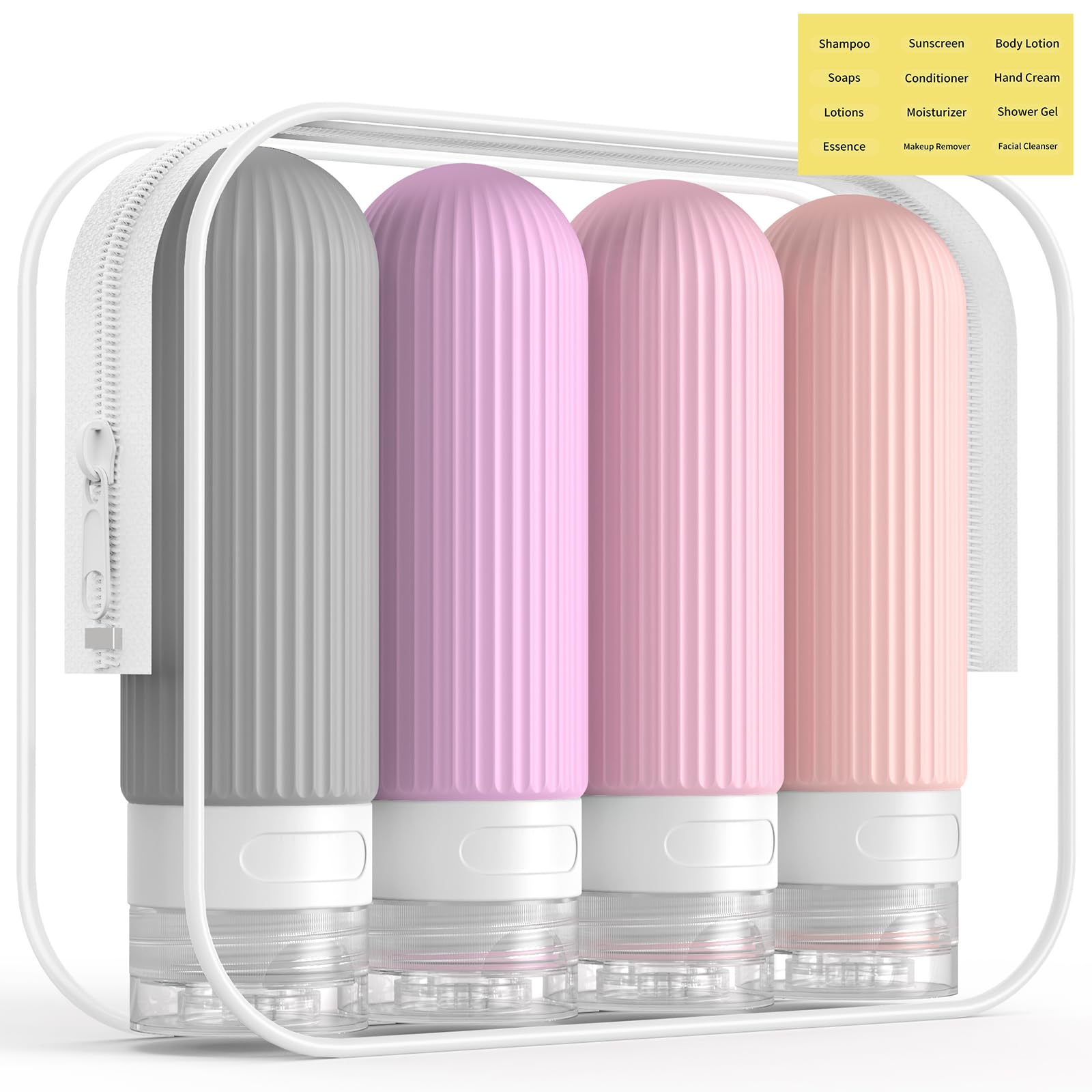 Me.Fan Travel Bottles For Toiletries, Tsa Approved 3Oz Silicone Travel Size Containers/Portable Split Bottle, Travel Accessories