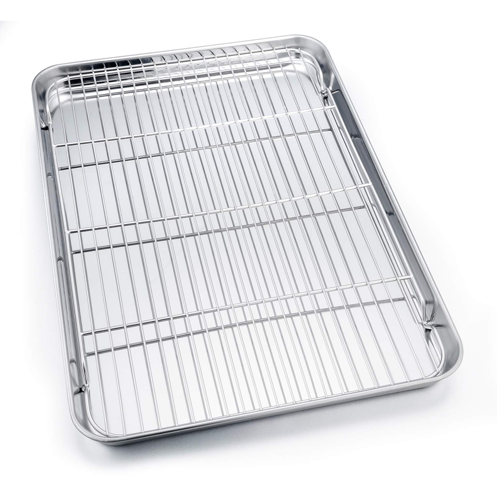 P&P Chef Extra Large Baking Sheet And Rack Set, Stainless Steel Cookie Sheet Baking Pan With Cooling Rack, Rectangle 19.6''X13.5