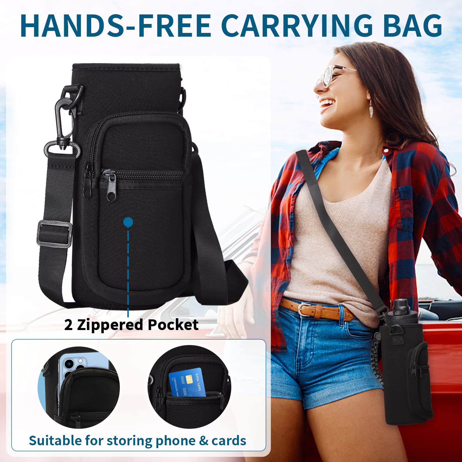 Stainless Steel Water Bottles 32oz - Cold-48h Hot-24h Insulated Water Bottle with Straw & Auto Spout Lid  Carrier Bag & Protective Cup Mat  Metal Thermo Flask Reusable Gym Waterbottle Jug Leak Proof