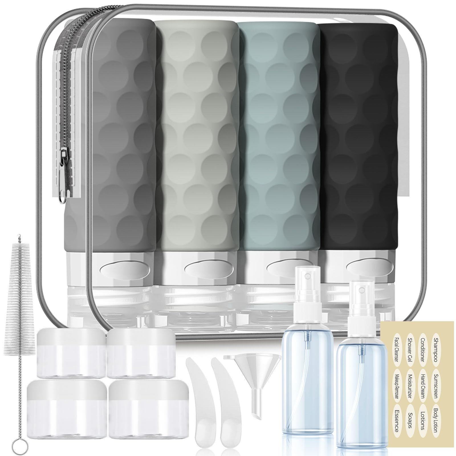 Silevoler 16Pack Travel Bottles For Toiletries, Tsa Approved Travel Size Containers Set, Leak Proof Refillable Liquid & Creams T