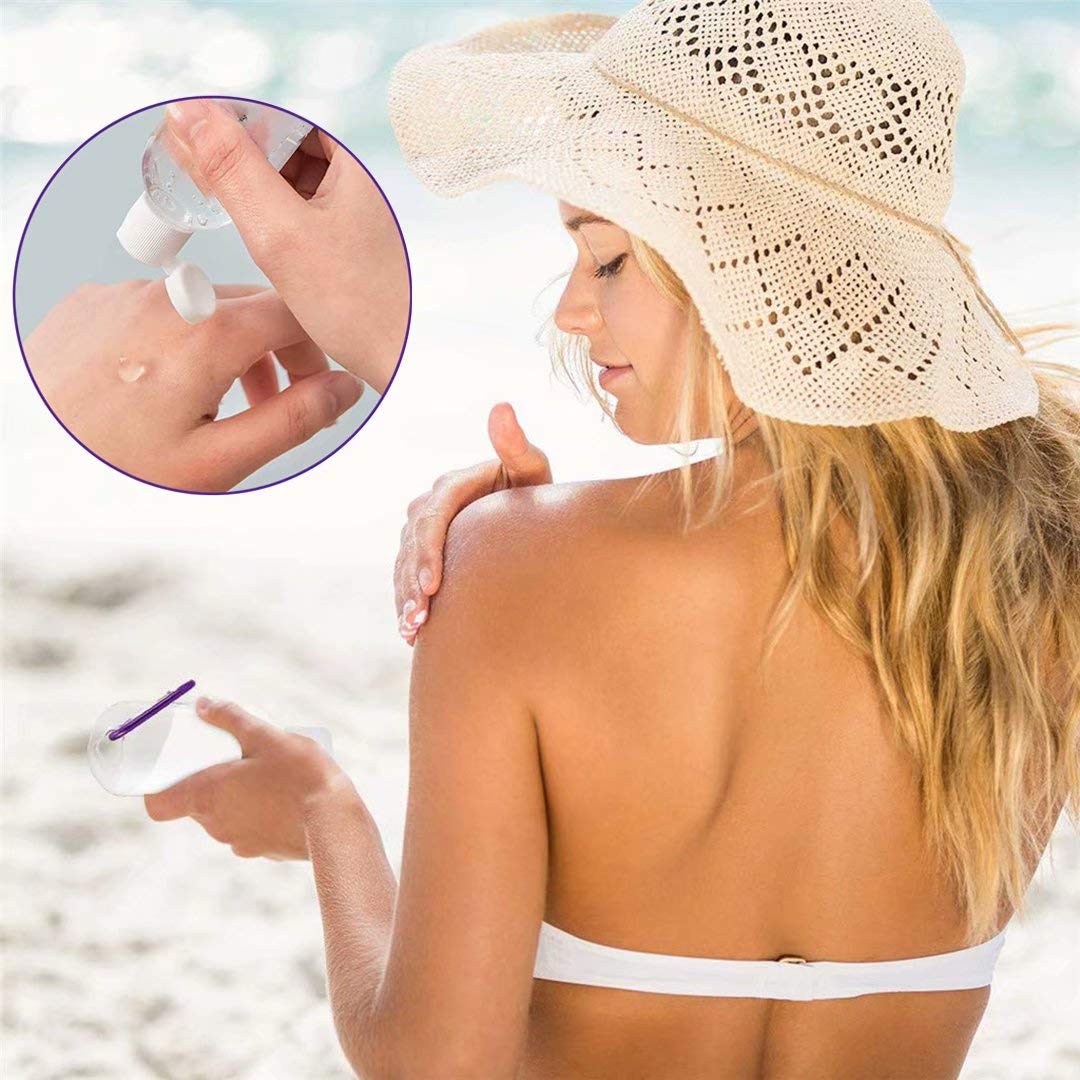 Travel Bottles with Keychain (20 Pcs)  1oz (30ml) Portable Plastic Leakproof Squeeze Bottles with Flip Cap - Empty Refillable Containers for Hand Sanitizer Shampoo Conditioner Body Wash Liquid