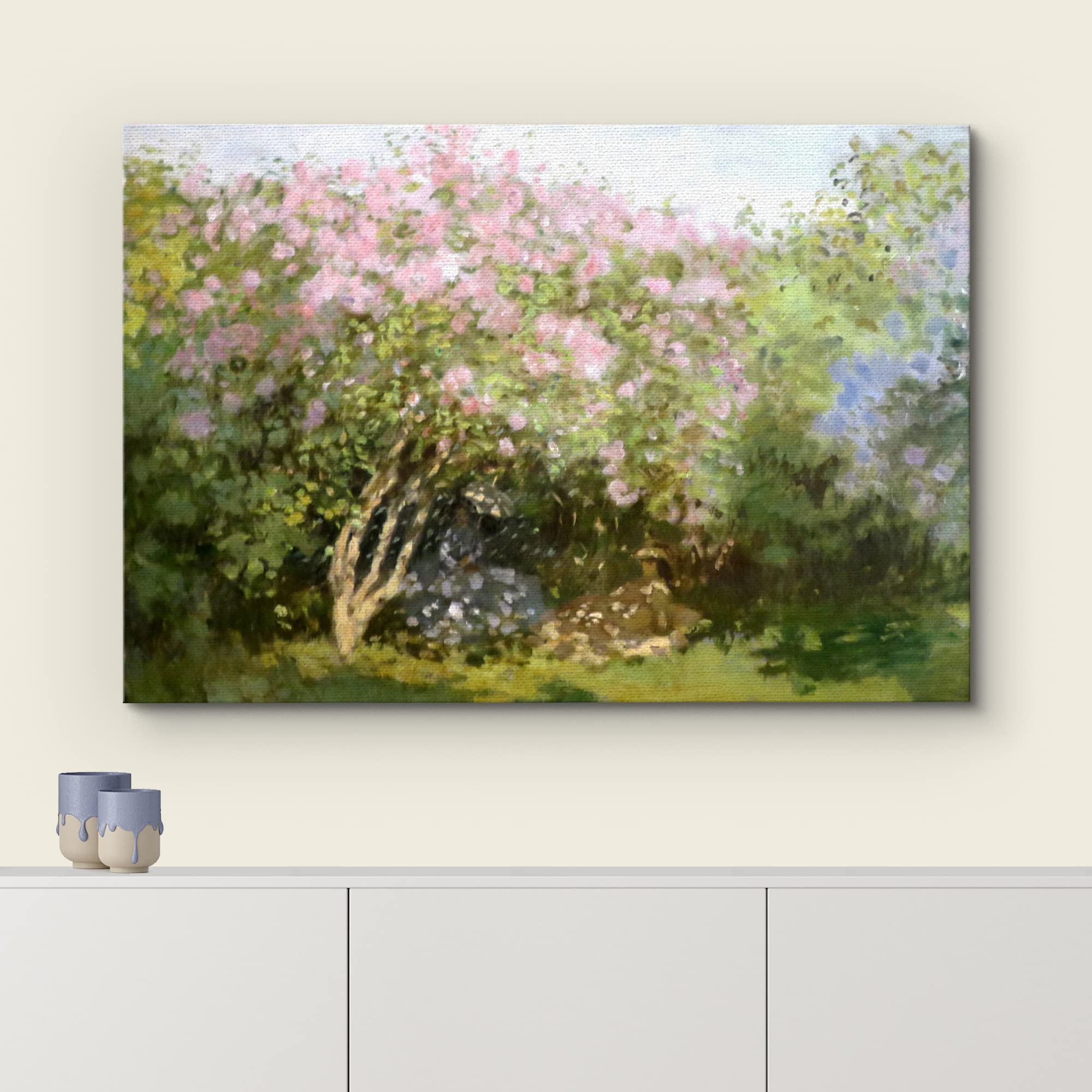 Wall26 - Lilacs In The Sun By Claude Monet - Canvas Print Wall Art Famous Oil Painting Reproduction - 24'' X 36''