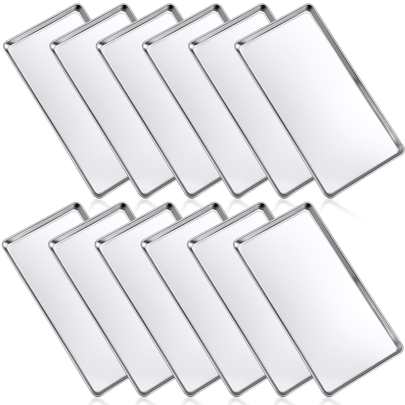 Mimorou 12 Pcs Baking Sheet Stainless Steel Cookie Small Metal Sheet Pans Professional Rectangle Oven Trays Kitchen Baking Cooki