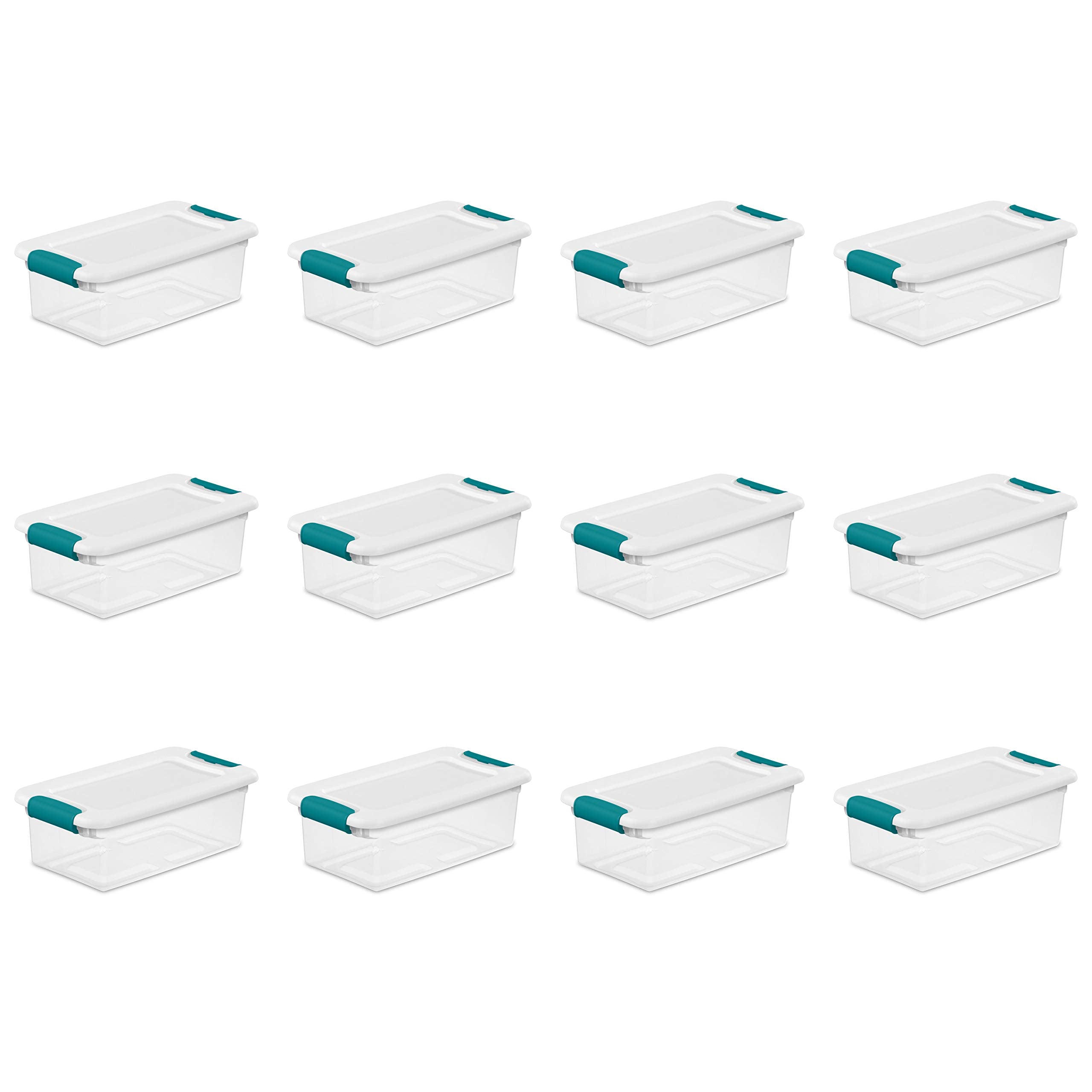 Sterilite 6 Qt Latching Storage Box, Stackable Bin With Latch Lid, Plastic Container To Organize Shoes On Closet Shelf, Clear Wi