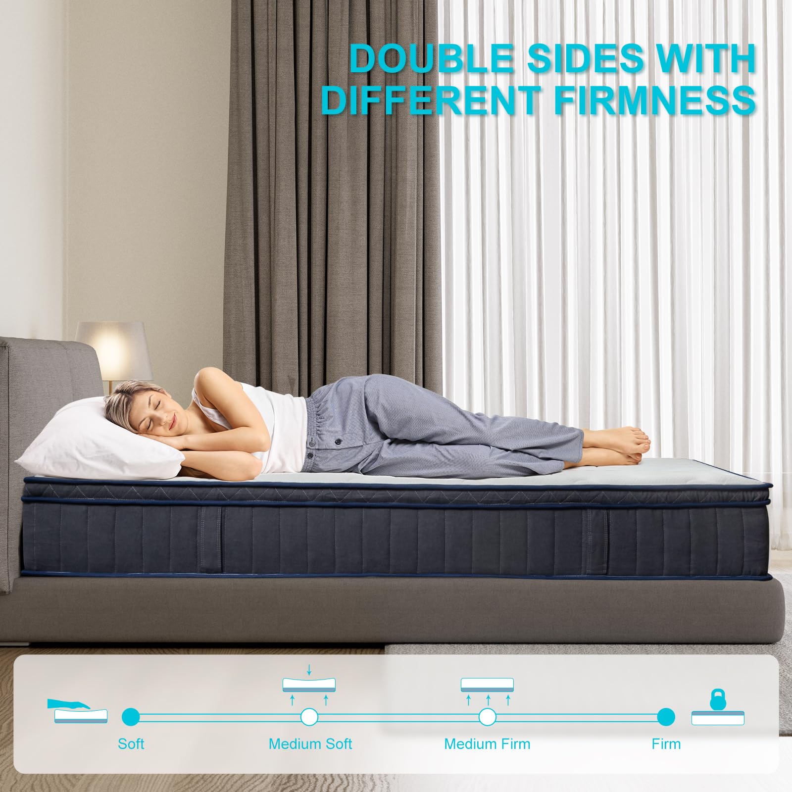 Regoss Twin Mattress, 12 Inch Twin Mattress With Medium Firm Soft & Individual Pocket Coils, Motion Isolation For Pressure Relie