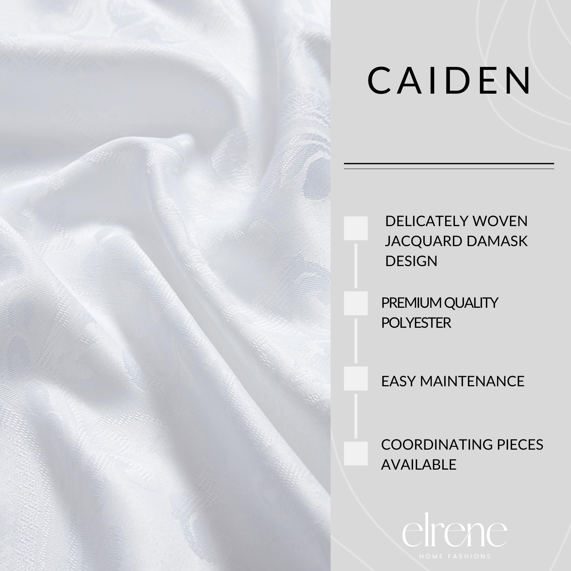 Elrene Home Fashions Caiden Elegance Damask Fabric Napkins (Set Of 4), 17'' X 17'', White 4 Count (Pack Of 1)