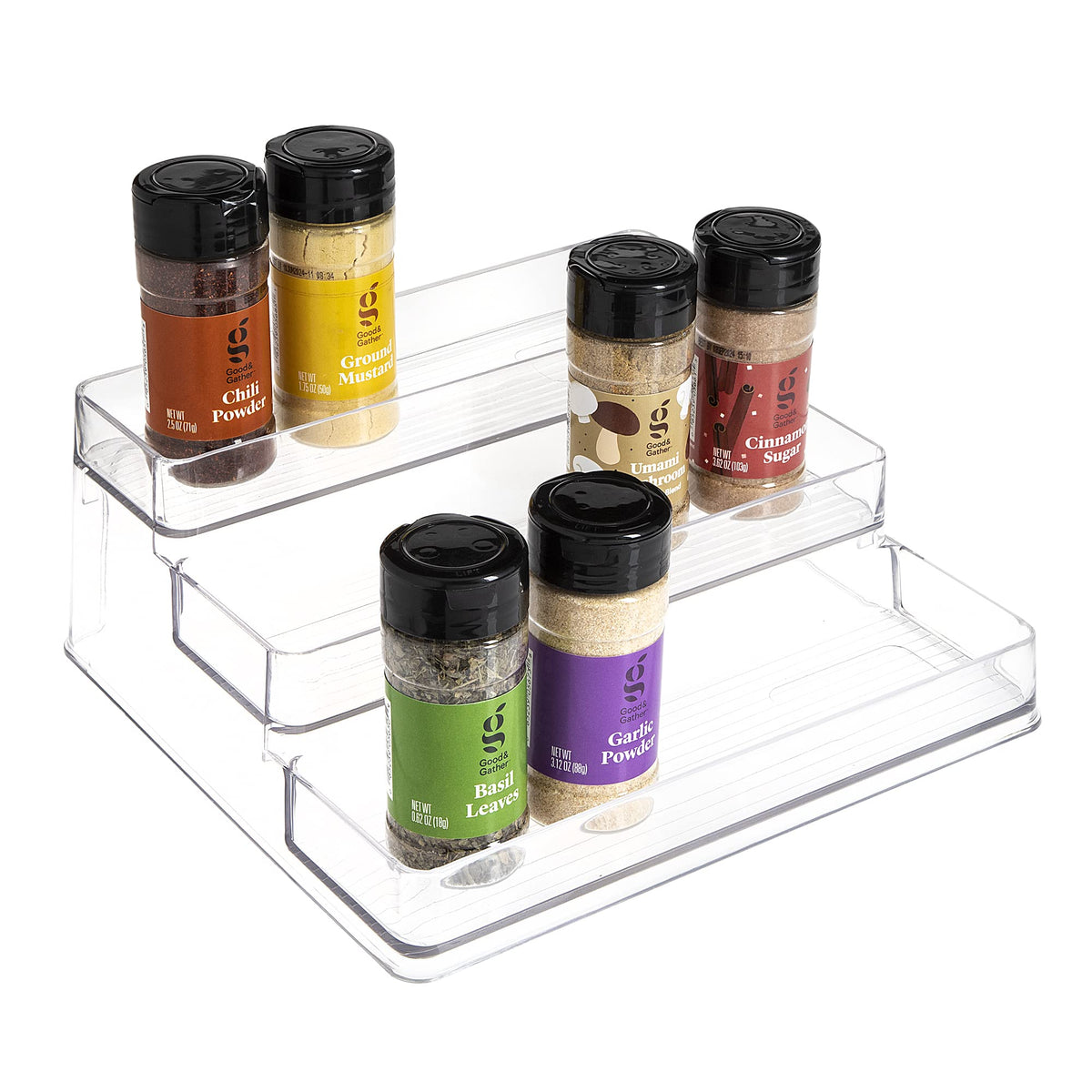 Simplemade Clear Spice Rack - 2 Pack Three-Tiered Shelf, Countertop, And Cabinet Storage And Spice Organizer For Kitchen, Bathro
