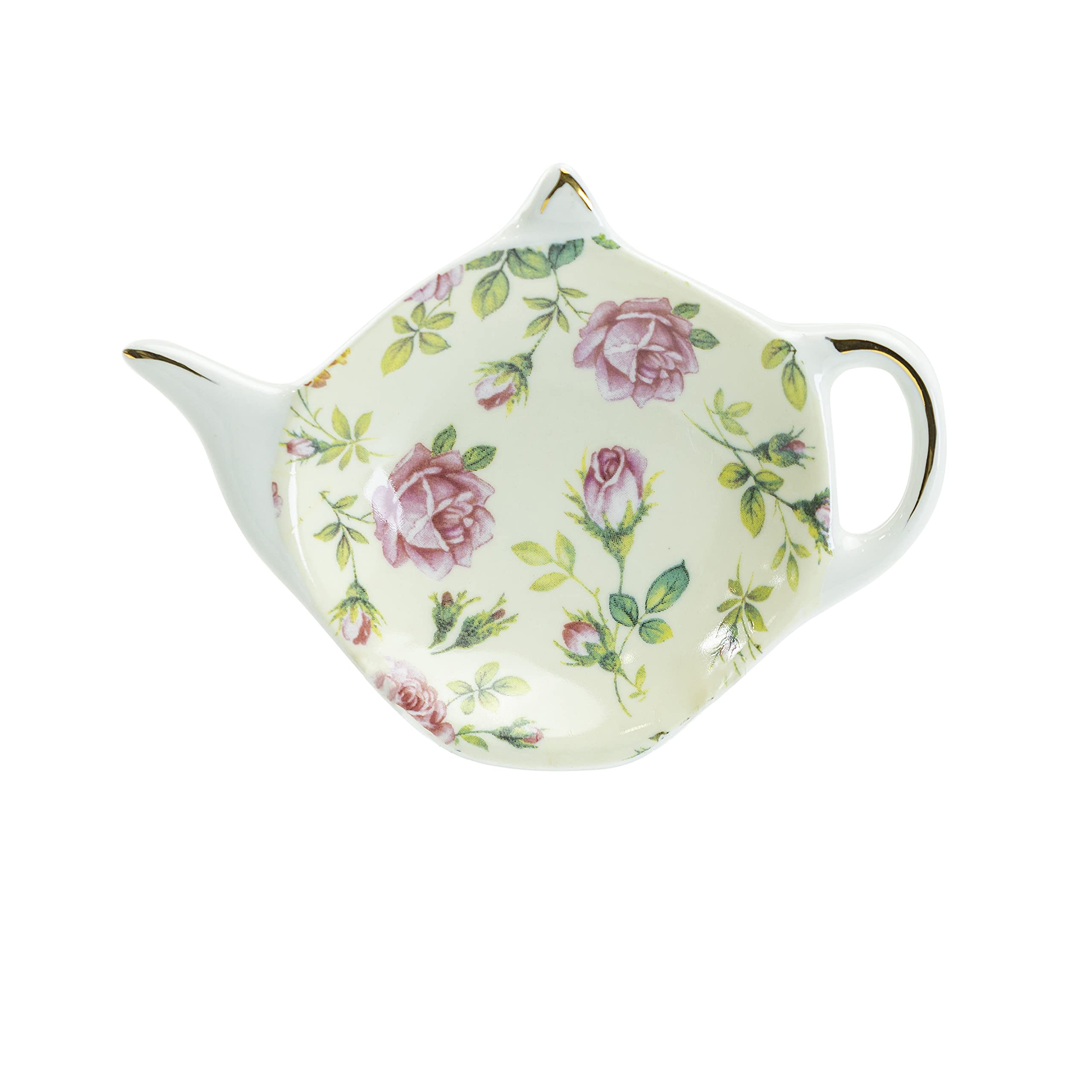 Gracie China Tea Bag Caddy Holder, Set Of 4 (Rose Chintz)