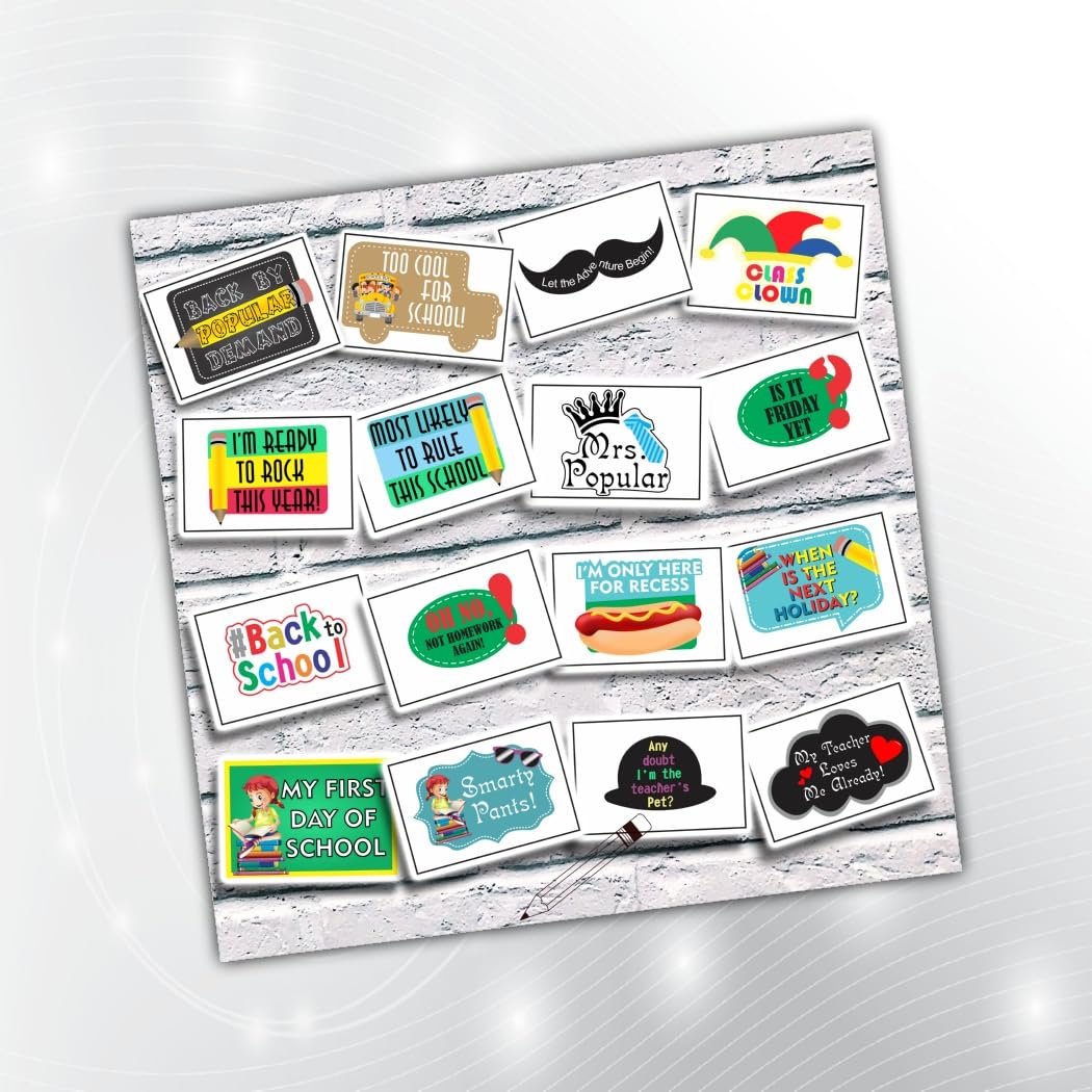 PartyStuff School Theme Props  Back to School Party Props (16 Cards)