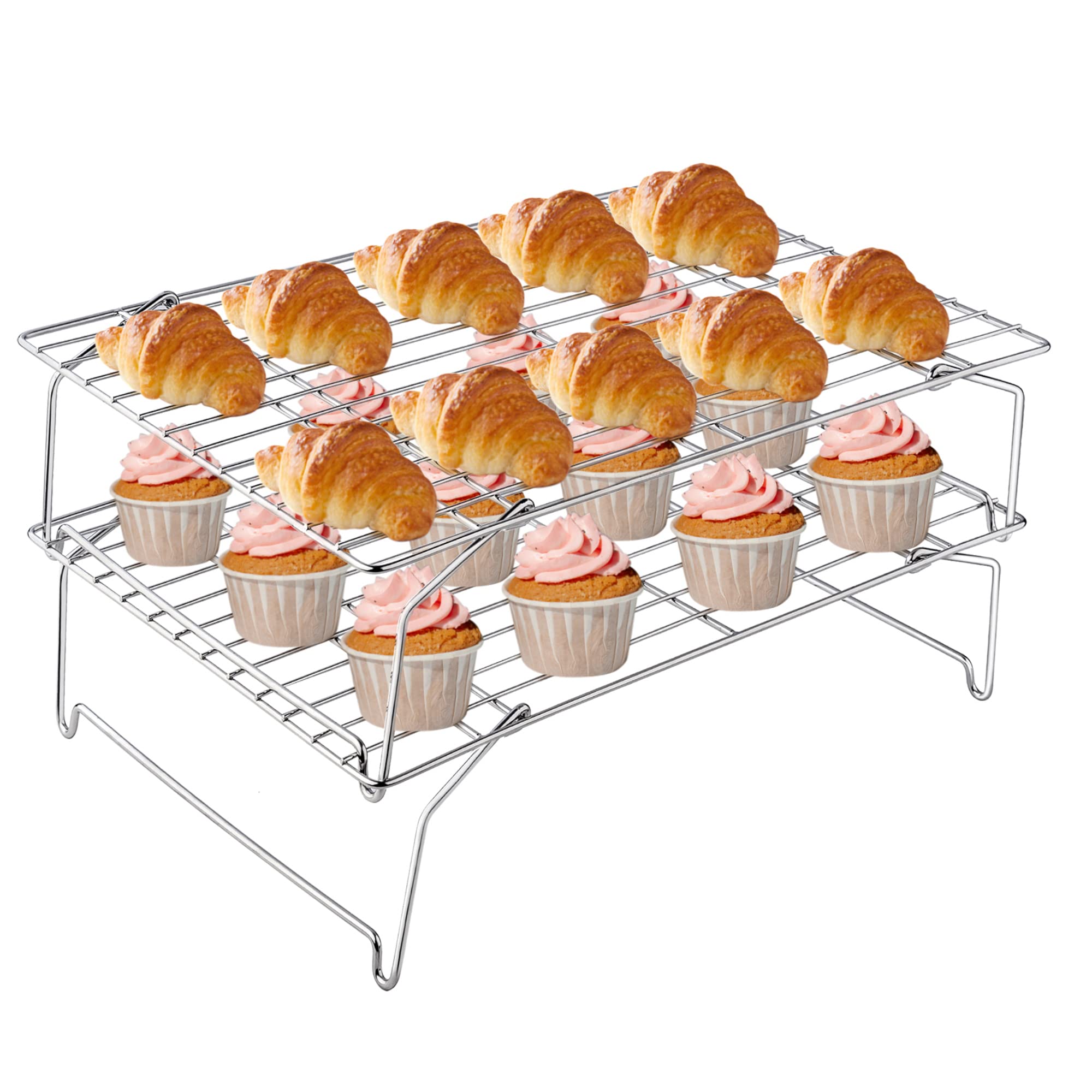 Teamfar Cooling Rack, 15   X10    Stainless Steel Wire Rack Forbaking Roasting Cooling, Non-Toxic & Heavy Duty, Stackable & Flex