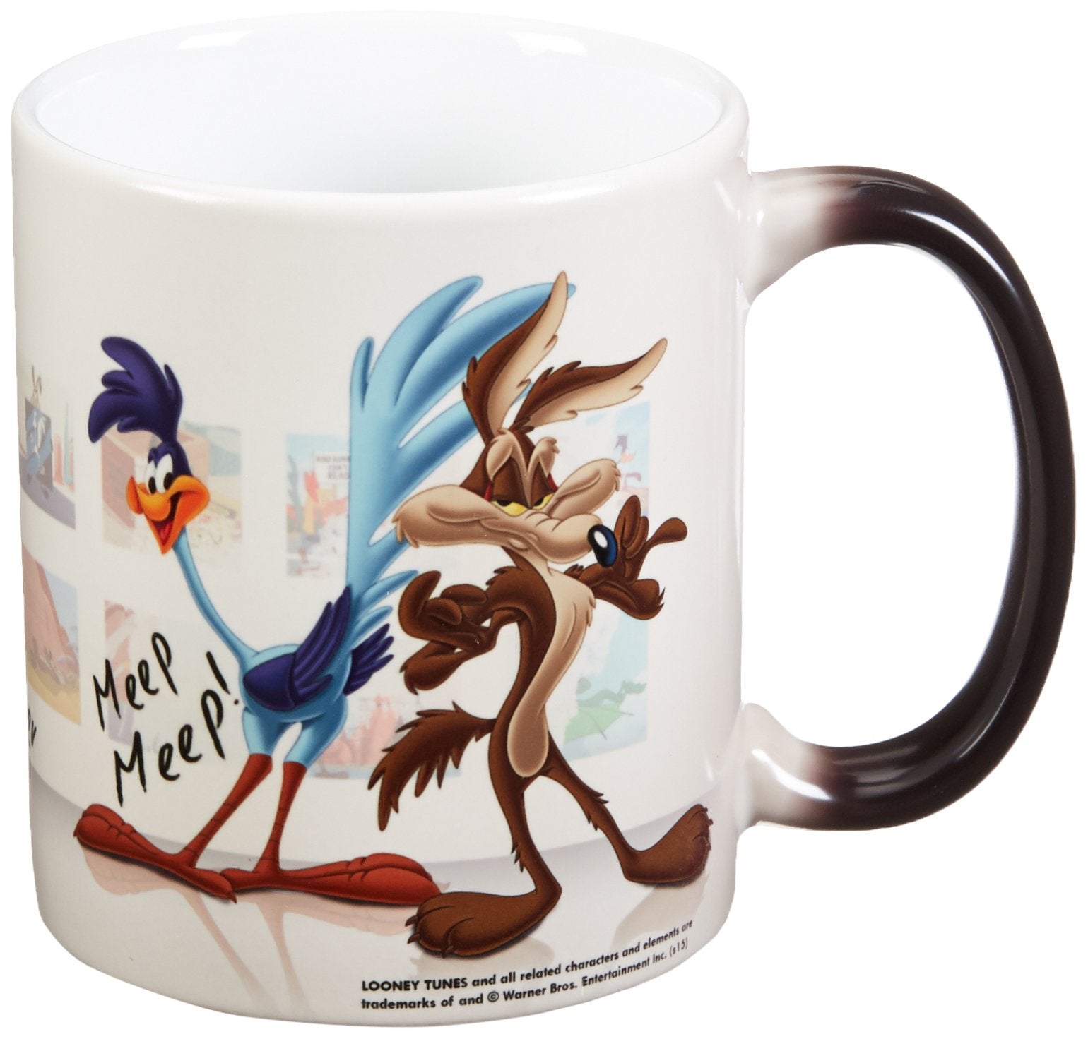 Morphing Mugs Looney Tunes (Wile E Coyote and Road Runner) Ceramic Mug, Black