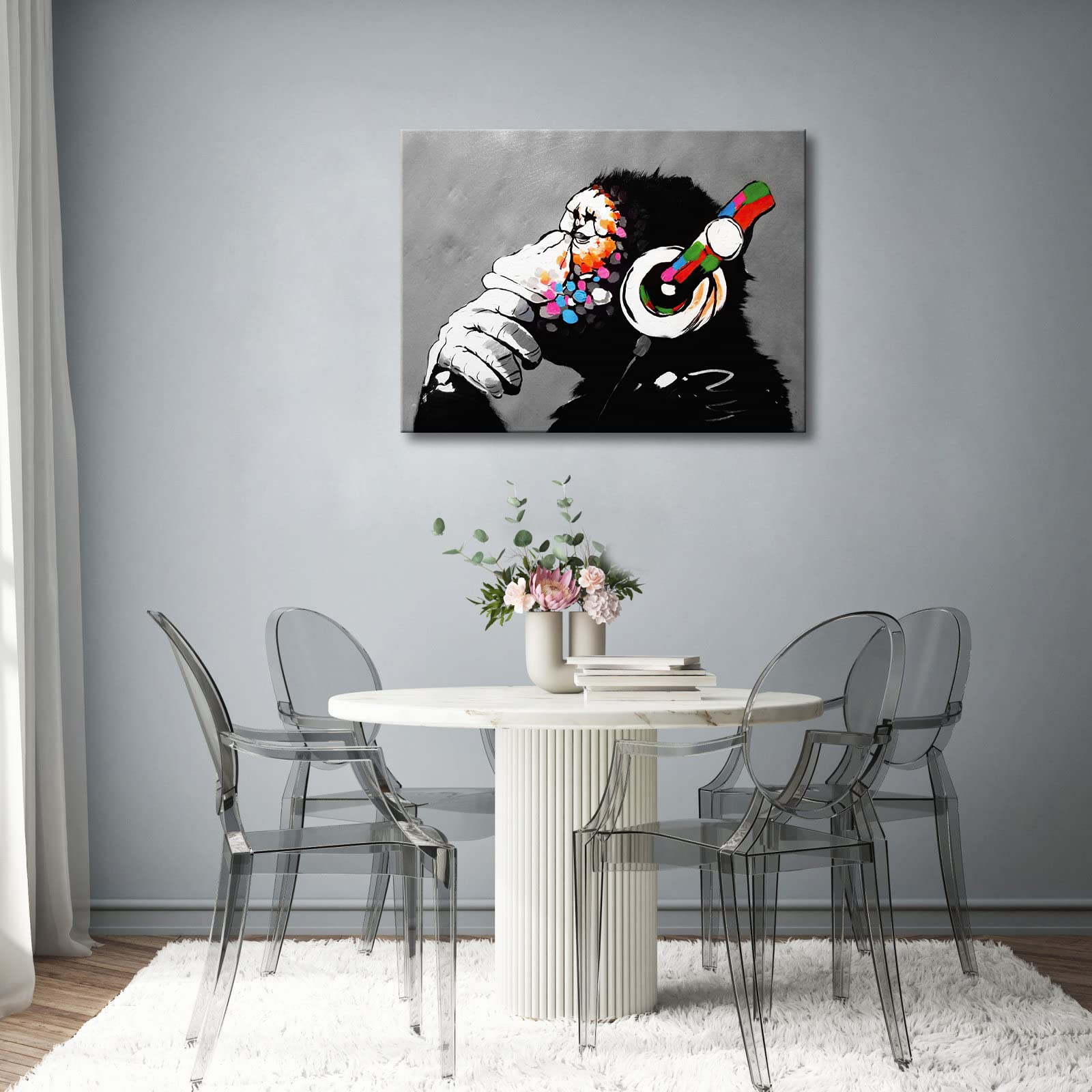 Wieco Art Cool Ape Banksy Graffiti Art Abstract Canvas Painting For Home Decor Canvas Wall Art For Living Room Decoration Animal