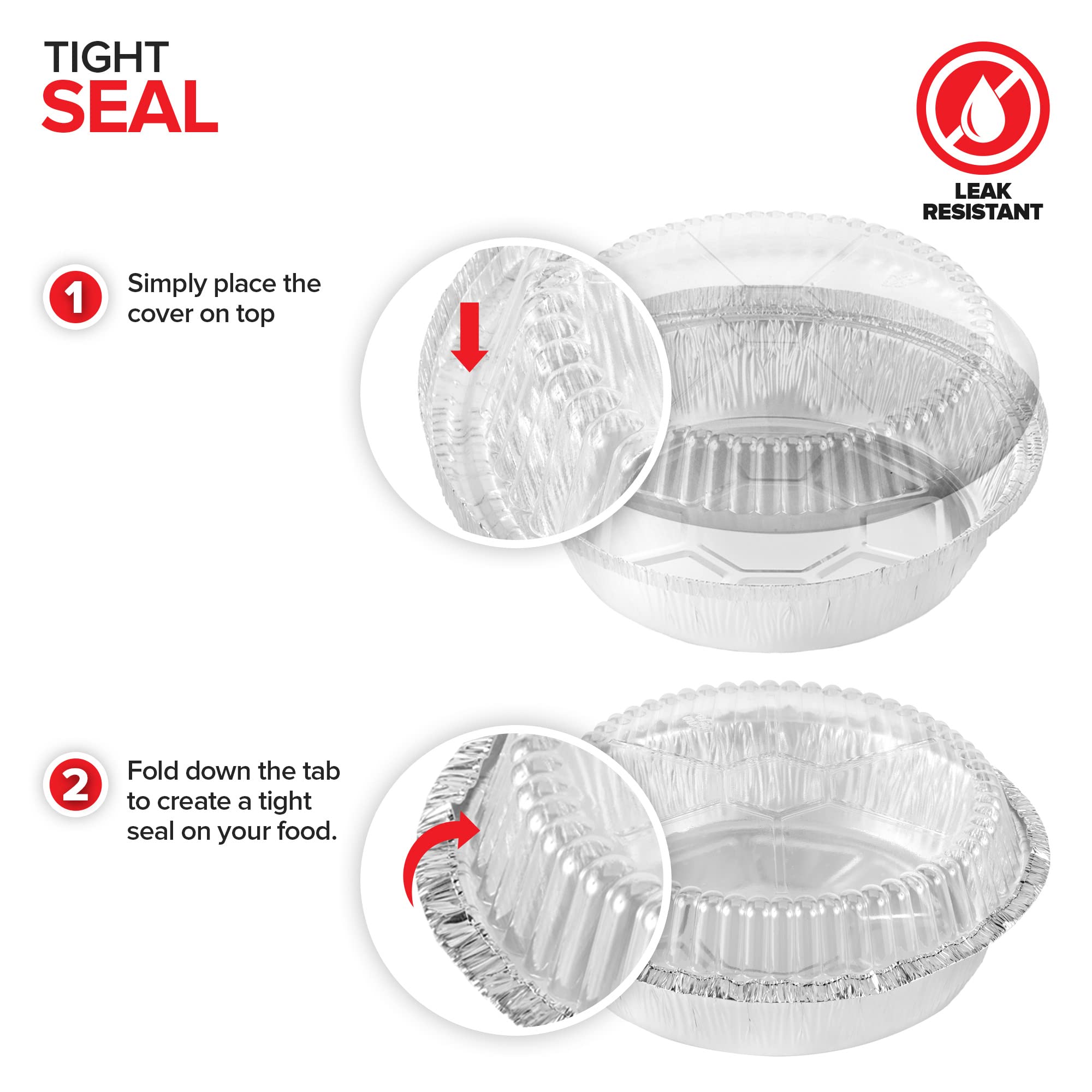 Stock Your Home 9'' Round Aluminum Foil Pans With Lids (40 Pack) Pie Tins Disposable 9 Inch With Lid, To-Go Containers For Pies,