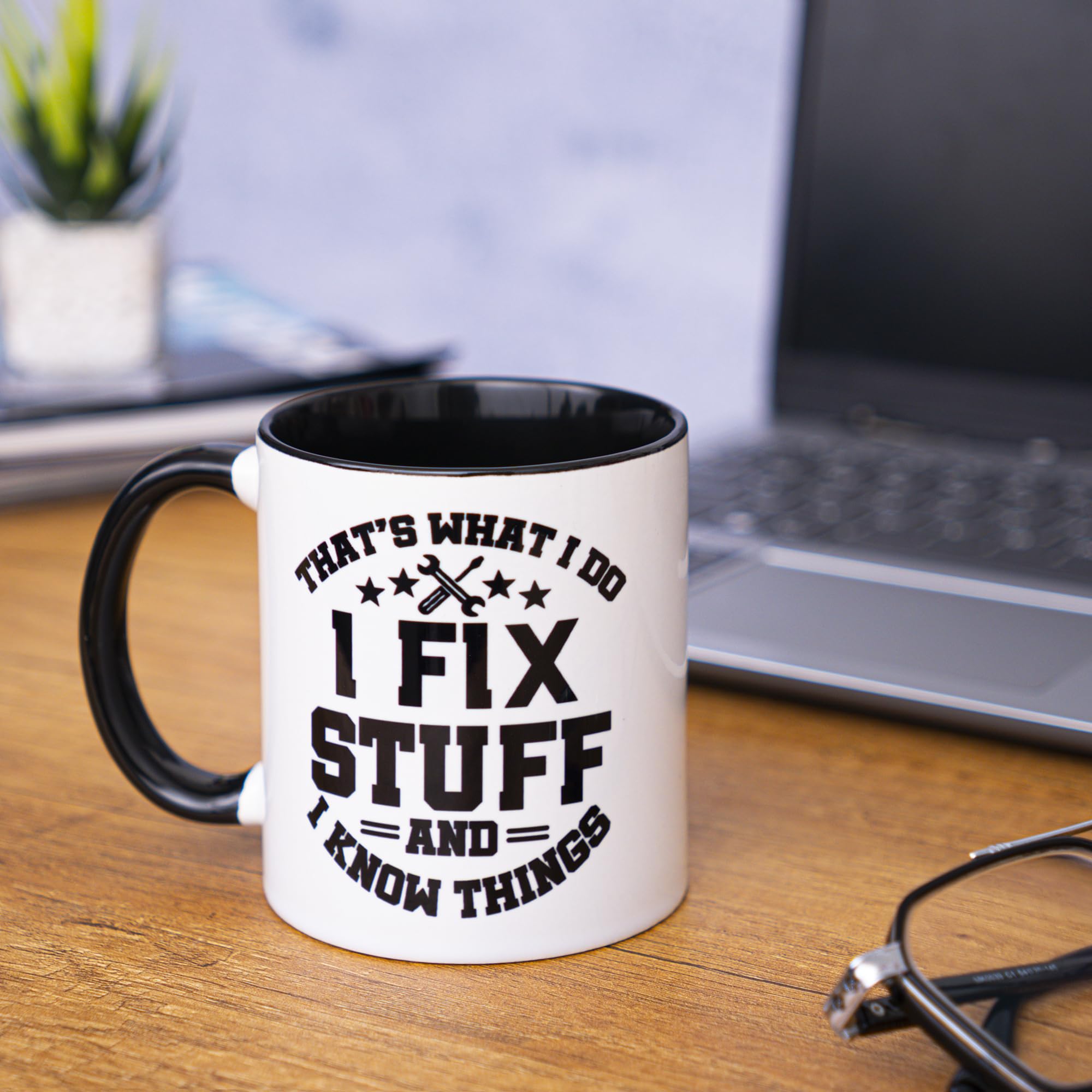 decorluxes That s What I Do I Fix Stuff and I Know Things 11oz Coffee Mug, Funny Fathers Day Dad Gifts Stepdad, Husband, Uncle,